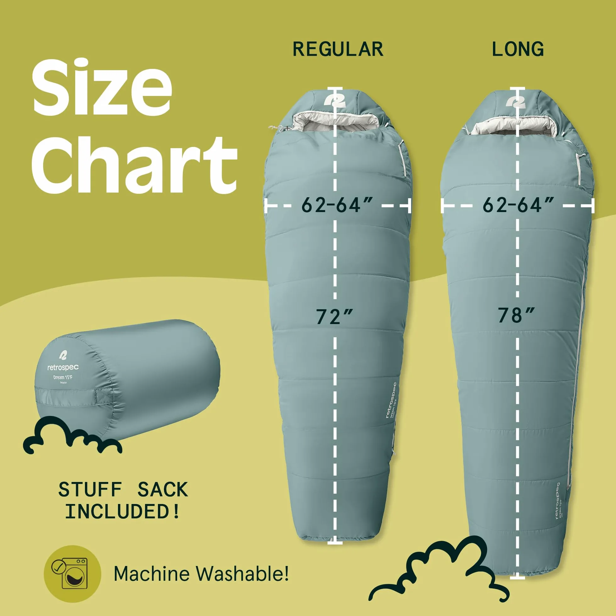 Retrospec Dream 15 Degree Mummy Sleeping Bag for Camping Saco de Dormir