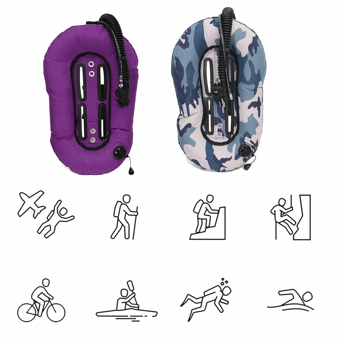 30lbs Buceo Diving Snorkeling Donut Wing Single Tank Professional Diver Gear Scuba, Negro