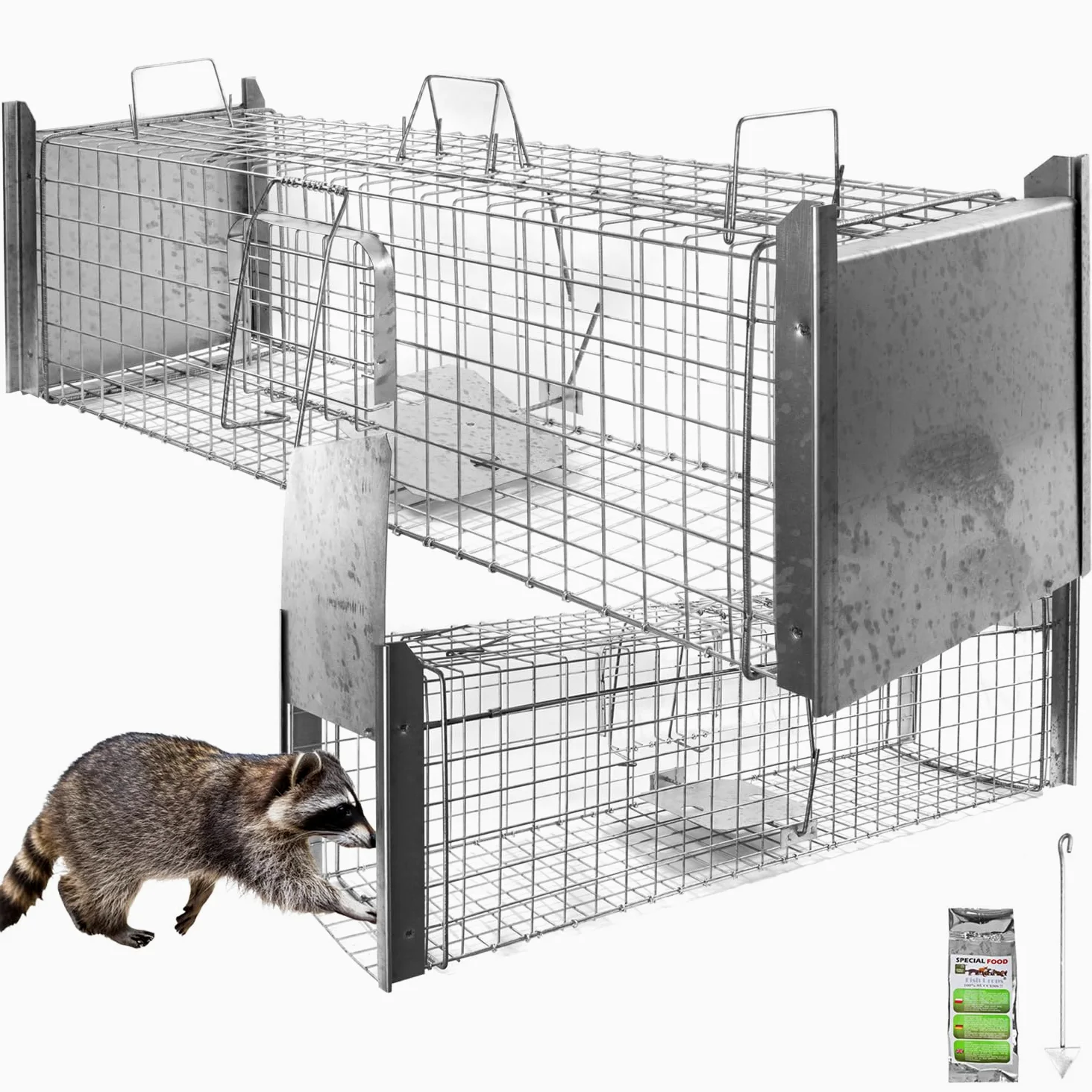 Animales Humane Trampa Jaula Captura Gato Zorro Castor Mapache 120 x 34 x 34 cm Petigi