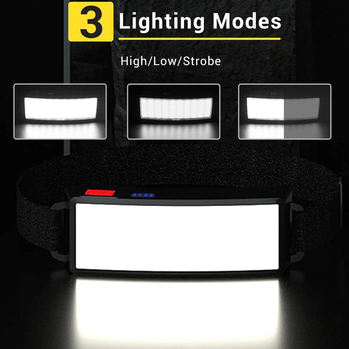 LETOUR Linterna frontal LED de 10 unidades, recargable, COB superbrillante, 1000 lúmenes, ligera, impermeable, 3 modos, luz de trabajo, 1200 mAh, ajustable, para camping, senderismo
