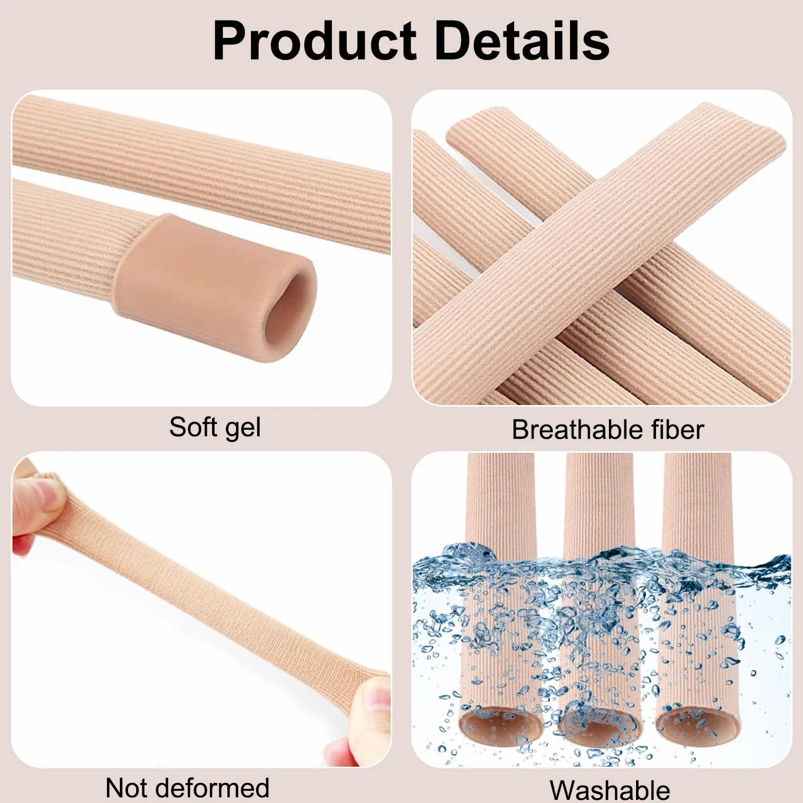 4 Piezas Protector Dedos Pie de Silicona Cortables, Vendaje de Tubo Protección para Callos Ampollas Dedos Pies y Manos 15 cm
