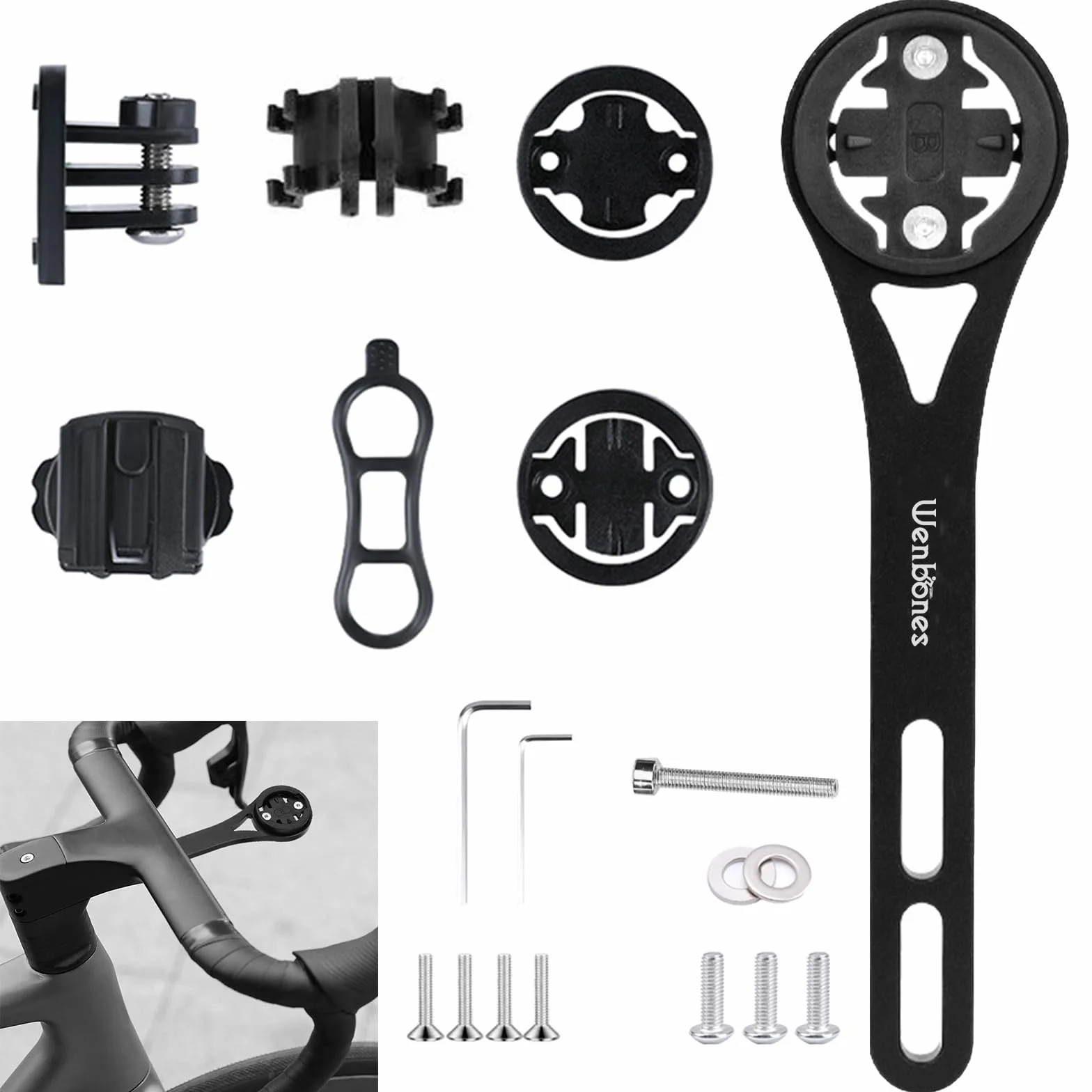 Soporte integrado para ordenador de bicicleta, soporte de bicicleta de aleación de aluminio con salida frontal, soportes para Wahoo, Garmin, Bryton, GIT, cámaras de acción y luz