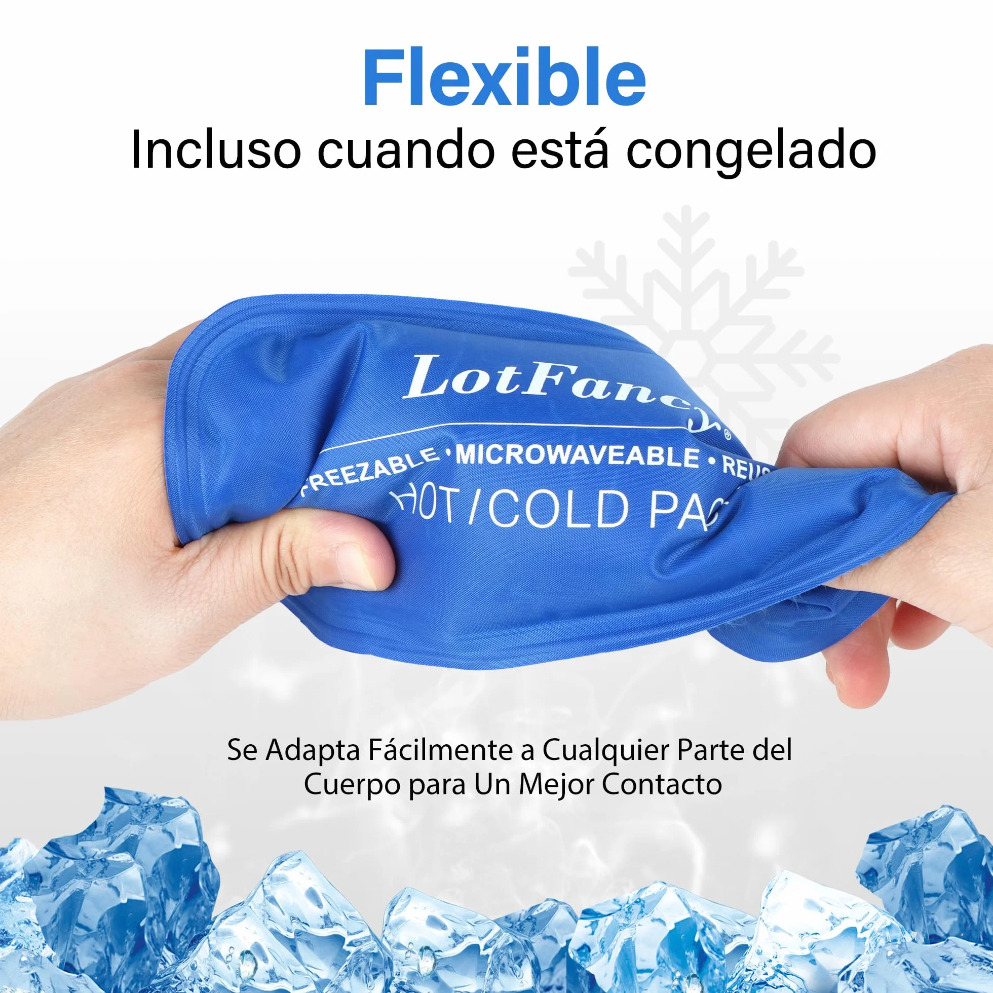 LotFancy 2Pcs Bolsas de Gel Frío o Calor Reutilizables con Banda Elástica, 27x12cm