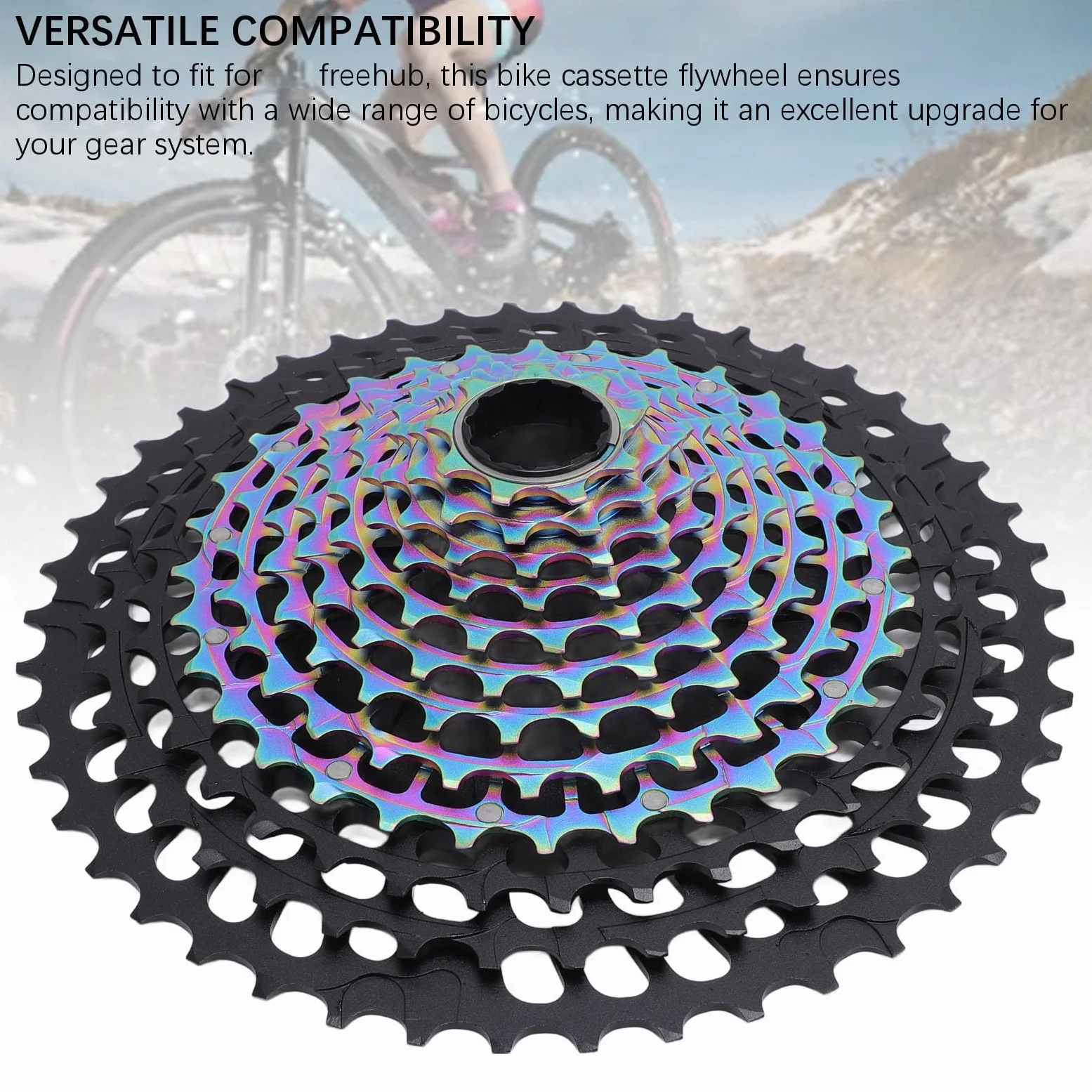 Drfeify Caseta de Bicicleta de 12 Velocidades, Aleación de Aluminio CNC Hollow Climbing Gear 9-46 Cassette de Bicicleta Rococal
