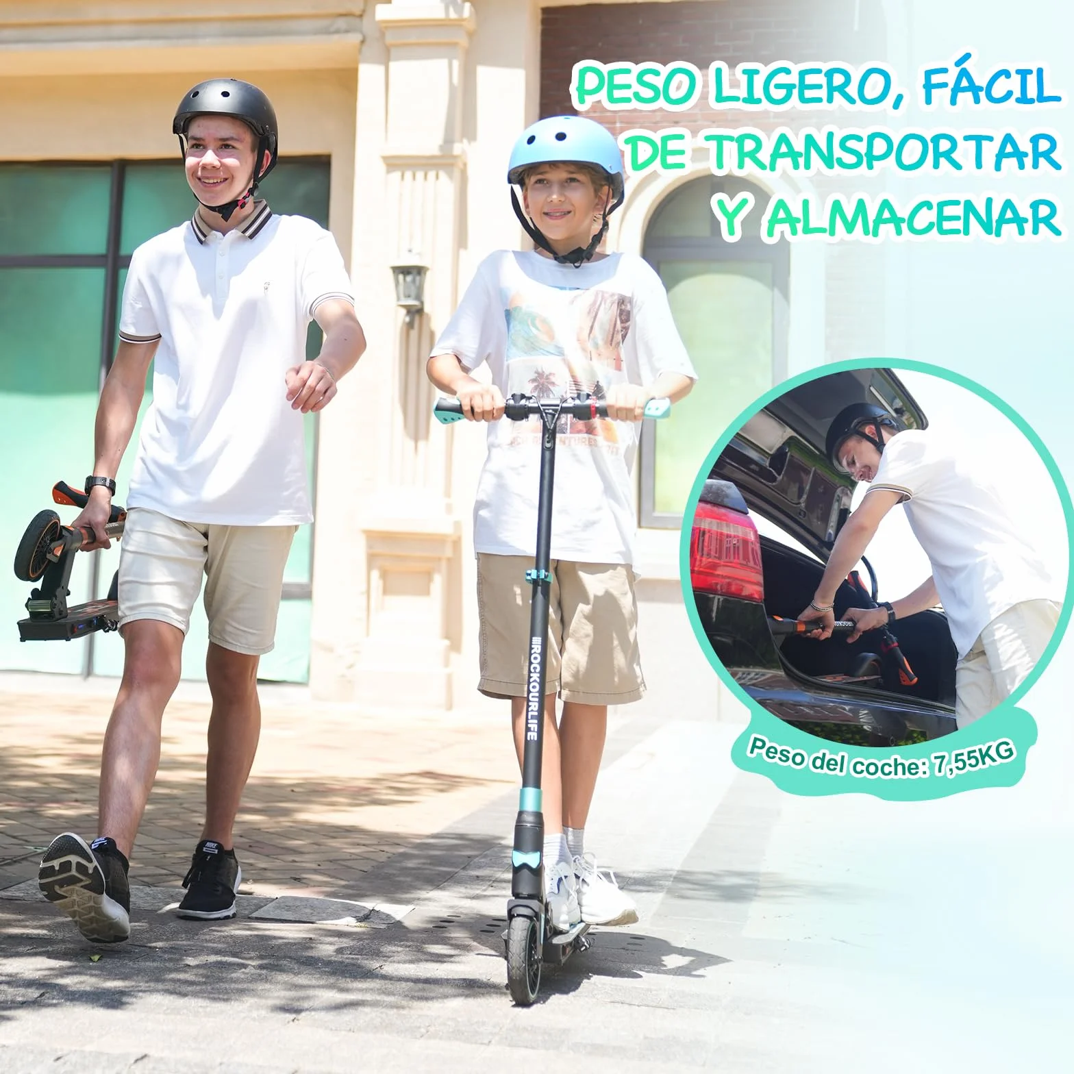 Patinete Eléctrico Plegable para Niños 8-12-16 Años 16 KM 20 KM/H RCB TECH