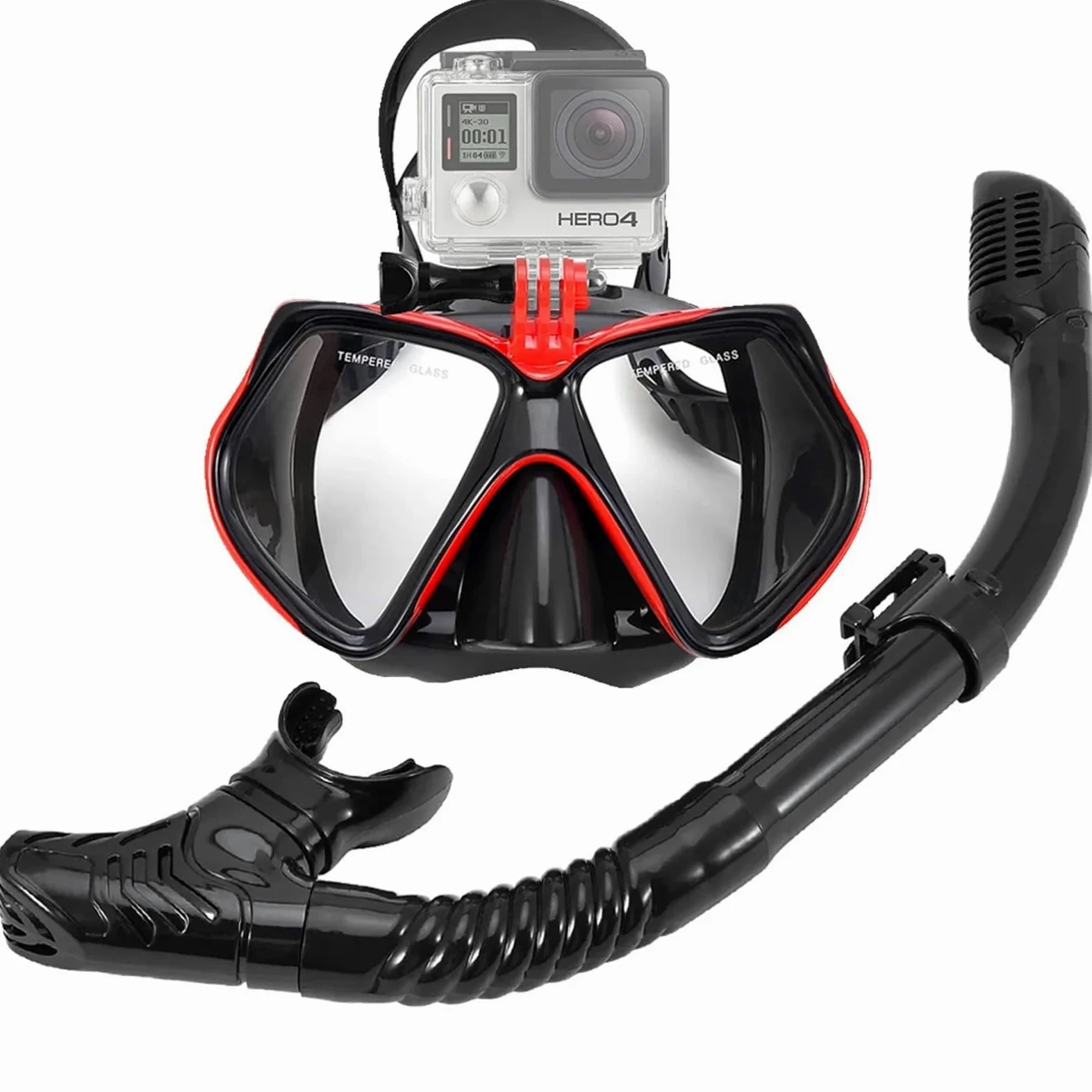 Buceo Máscara de Snorkel Máscara de Buceo con Kit de Snorkel para cámara Deportiva subacuática GoPro, Gafas de natación Profesionales antivaho y secas