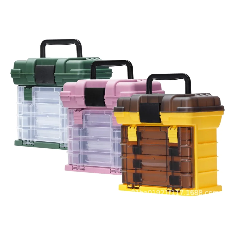 Caja de aparejos de pesca portátil Organizador de almacenamiento multifuncional para señuelos ganchos y accesorios Hecho de material PP Sello impermeable Mango resistente 28 x 17.5 x