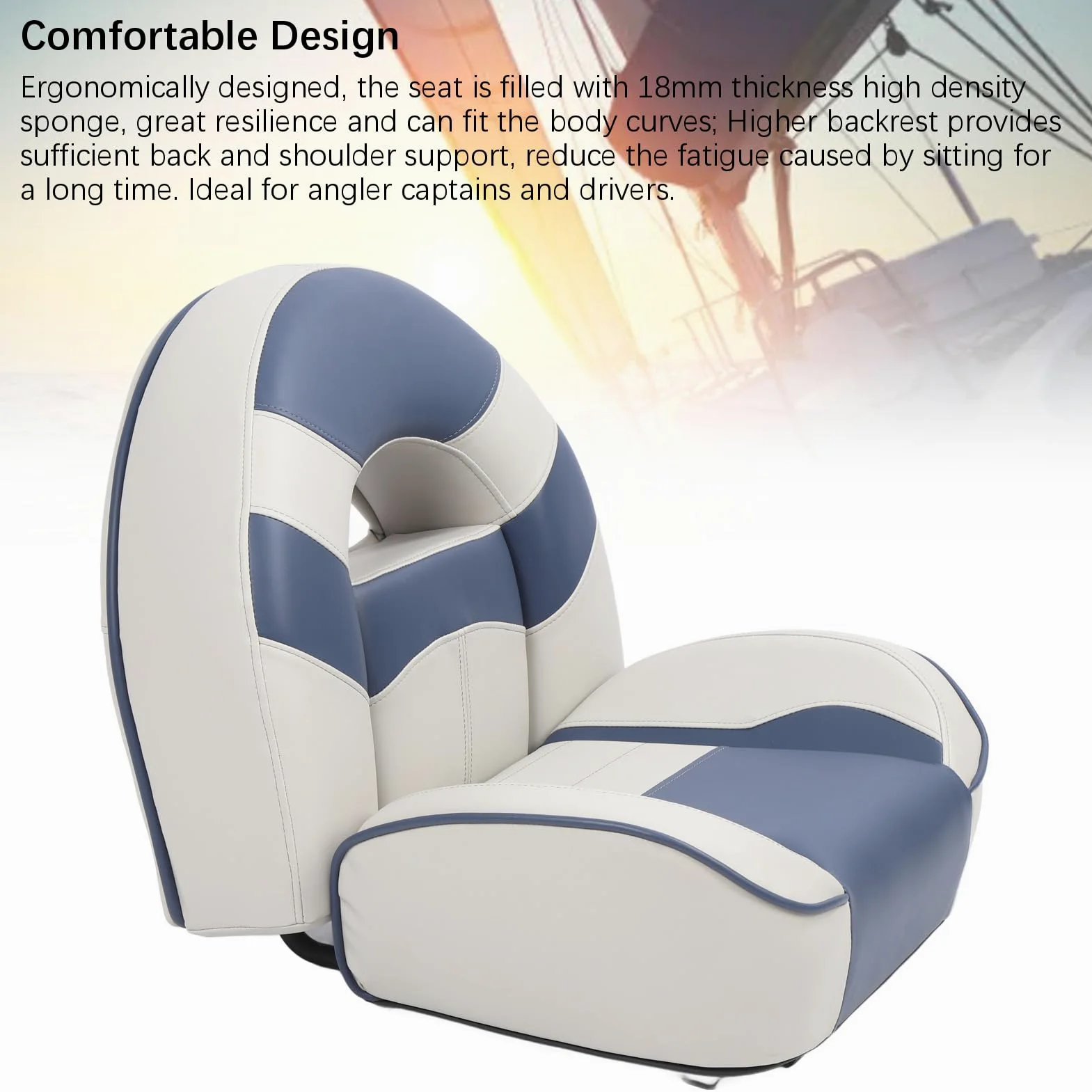 Capitán de yates Asiento de asiento Capitán Capitán Capitanes Asiento Agua Resistente a la resistencia de la carga 400 libras Libro de carga Diseño ergonómico con espuma de