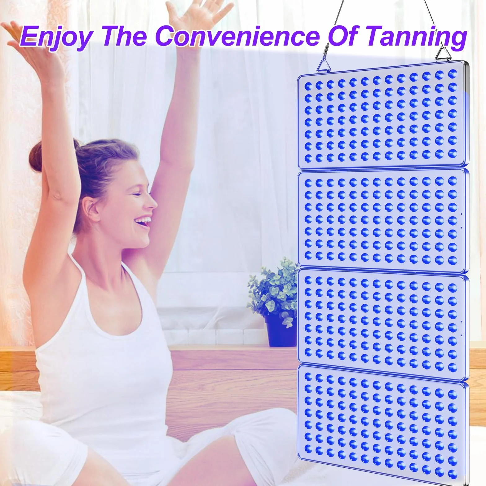 Cozion Lámpara bronceadora 48W 364 LED doble cara plegable para cara y cuerpo