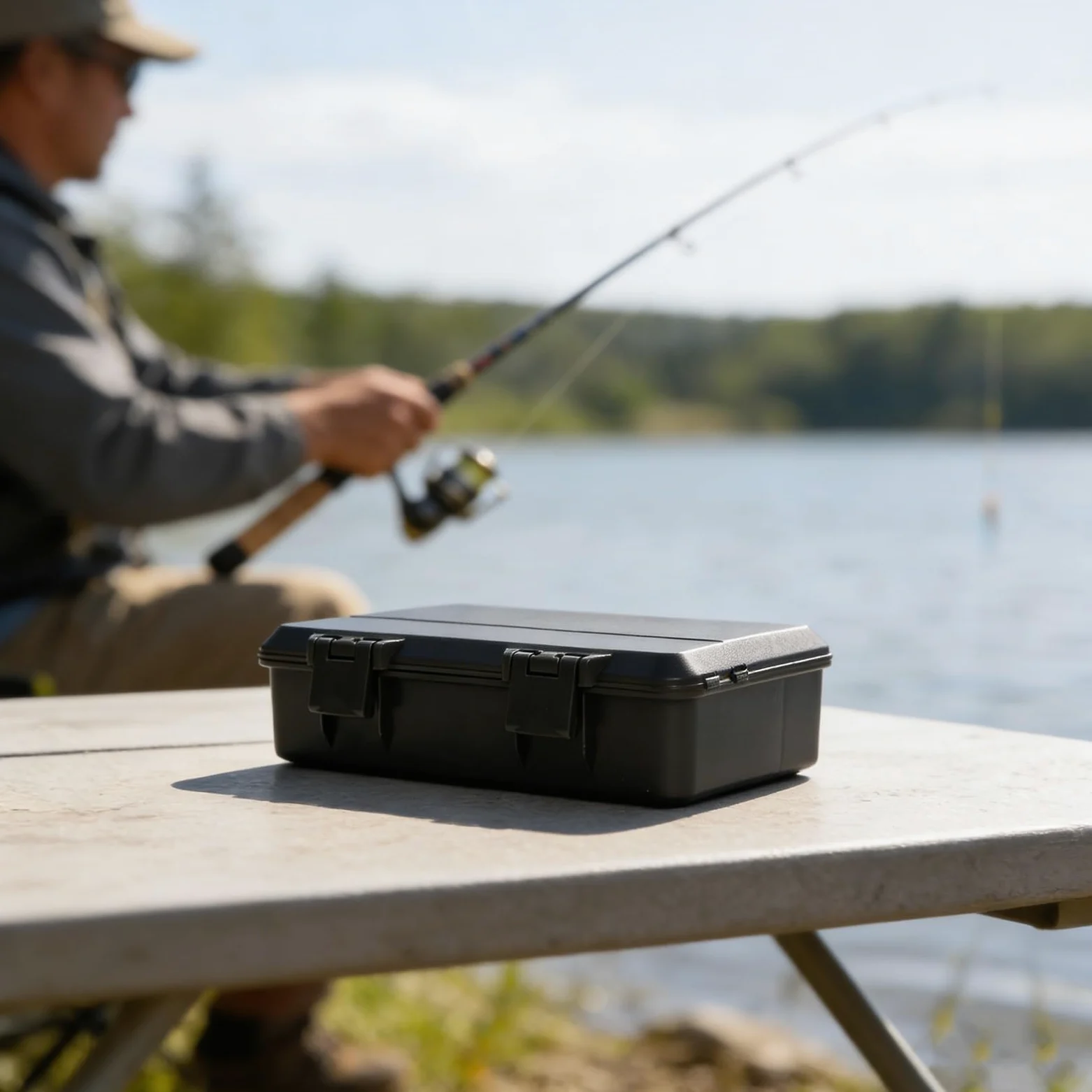 Caja de aparejos de pesca, contenedor de almacenamiento impermeable con divisores ajustables para pesca gruesa de 28,5 cm