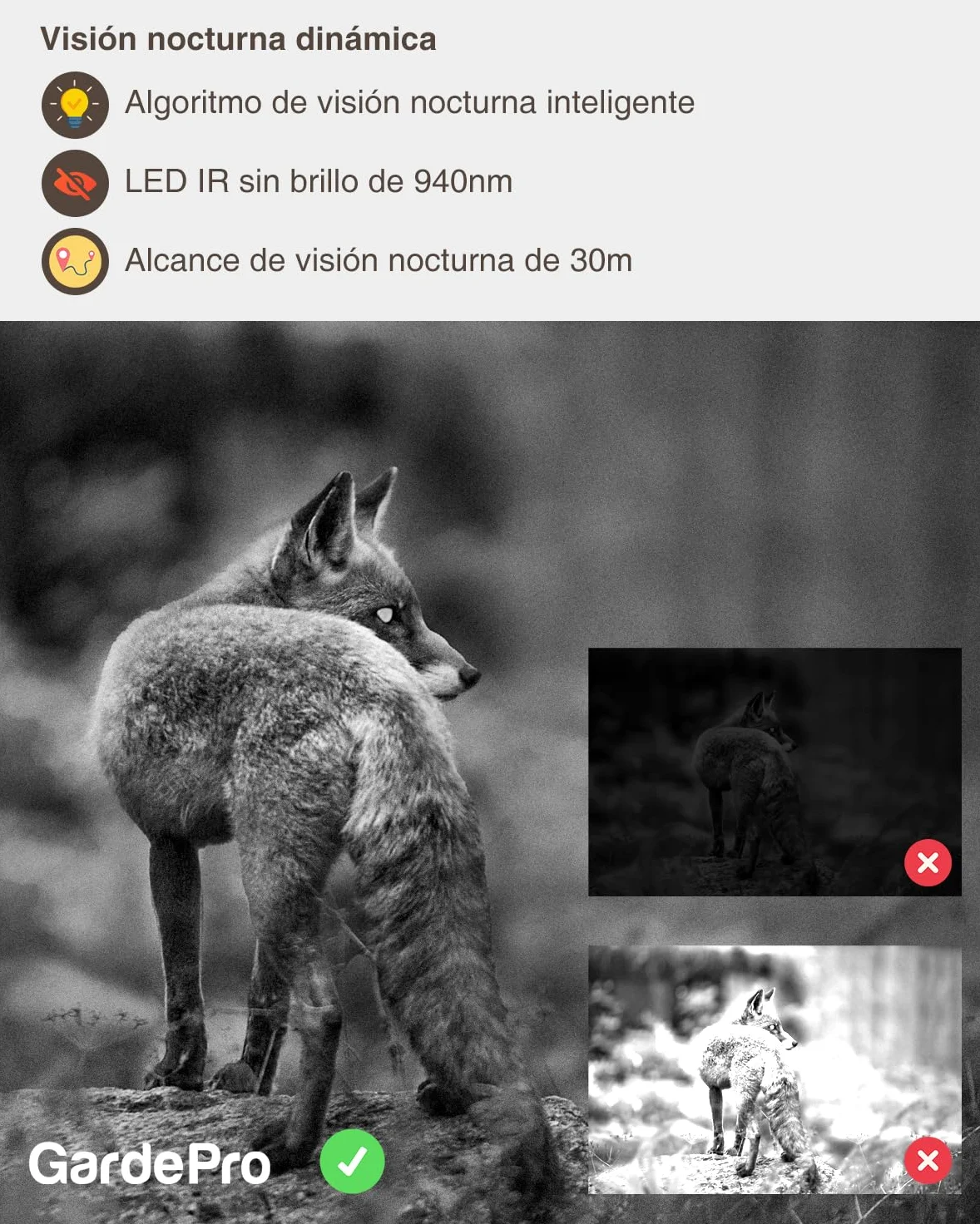GardePro A5 Câmara de Caça 64MP 1296P H.264 Vidéo, Camara Fototrampeo con Alcance de Visión Nocturna de 30m y 0,1s Tiempo de Activación, LED IR de 940 NM No-Glow, IP66