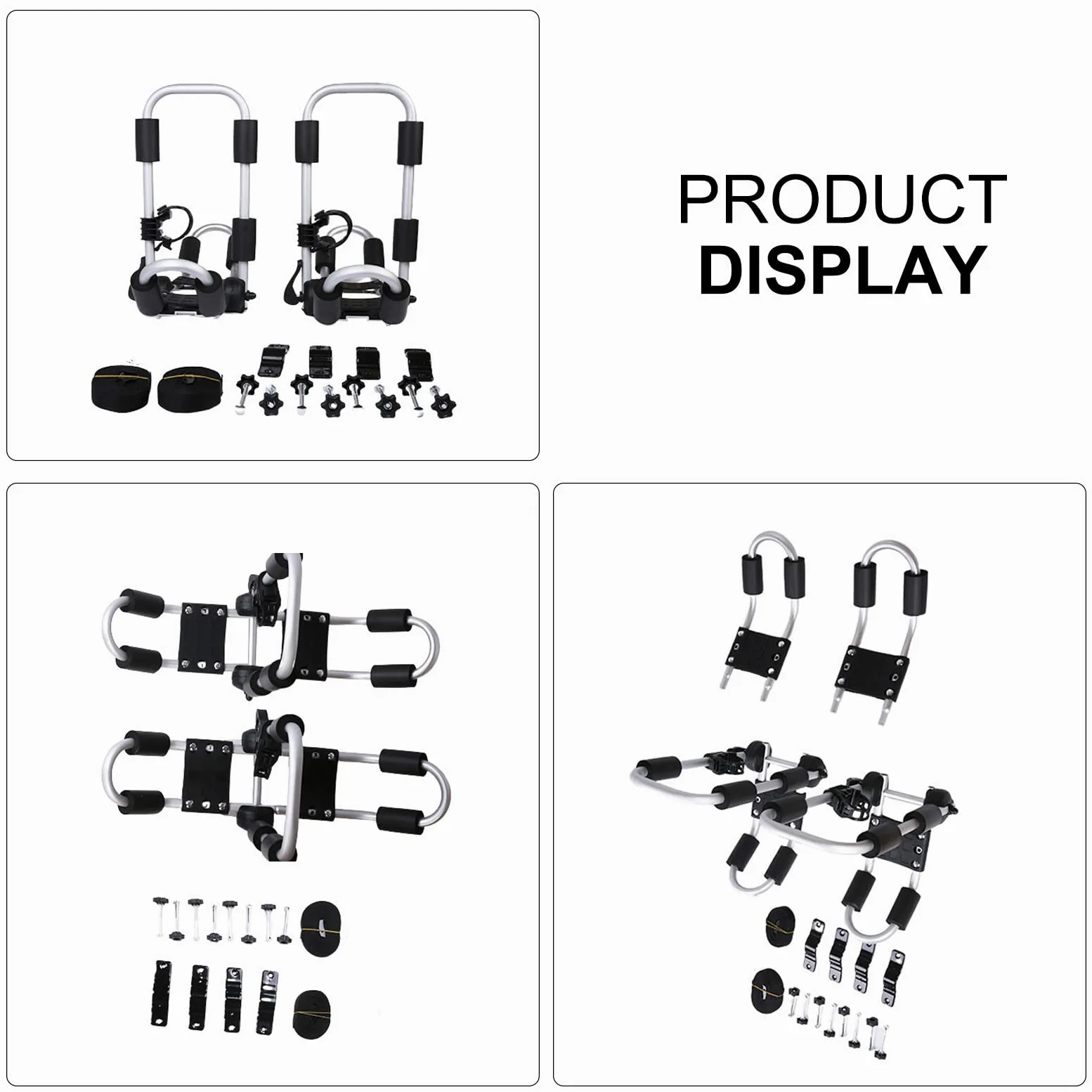 Portaequipajes plegable para kayak, barco, kayak, canoa, portaequipajes de techo plegable bilateral estilo J, soporte doble ligero para kayak, soporte de techo para tabla de esquí en coche, camión y