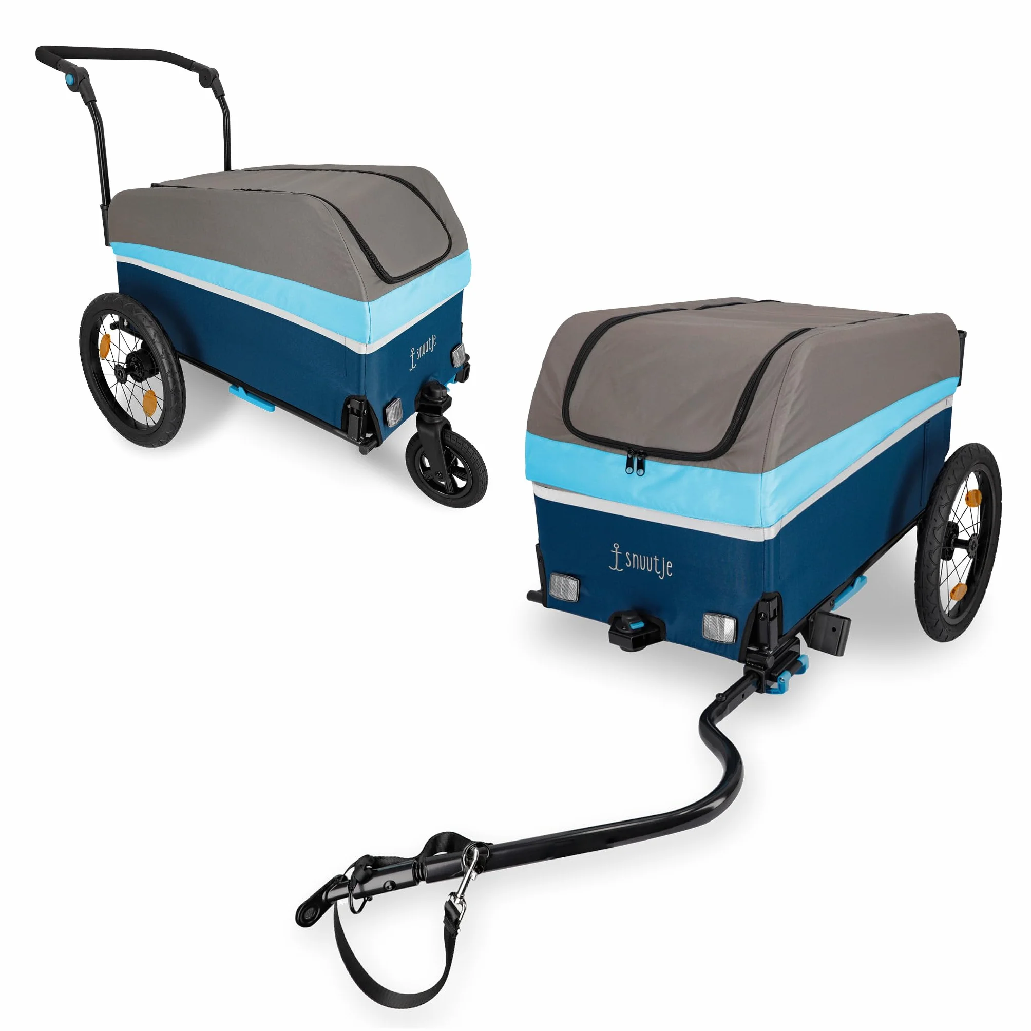 Carro con ruedas (2 en 1, remolque para bicicletas) | Carro de transporte plegable | Remolque para ebike | Función Jogging | Camping, Festival, Jardín | con bandas reflectantes