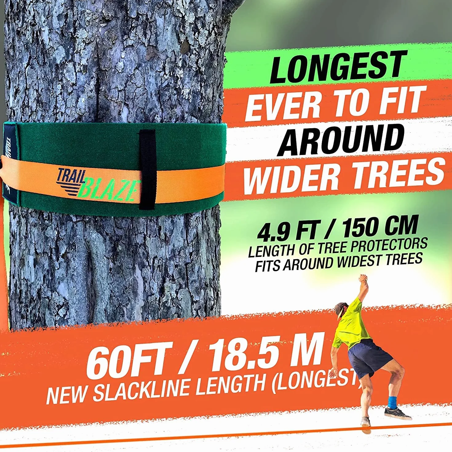Slackline - Kit Completo para Principiantes, Correa de Aprendizaje Protectores, Bolsa de Transporte, última tecnología de trinquete y Mango ergonómicos, Actividad al Aire Libre
