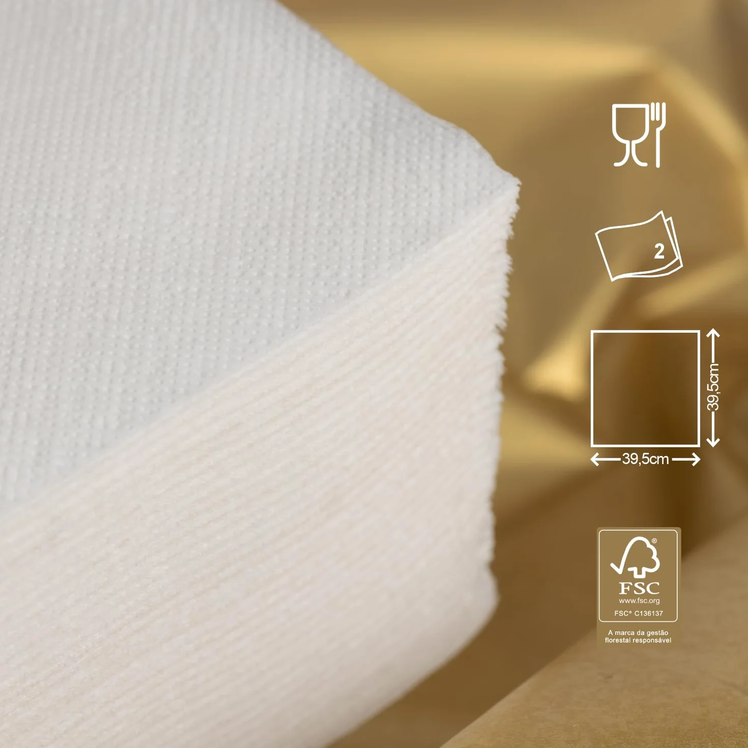 Renova Gold Servilletas Premium Blancas 40 sztuk 2 Capas Tamaño Grande