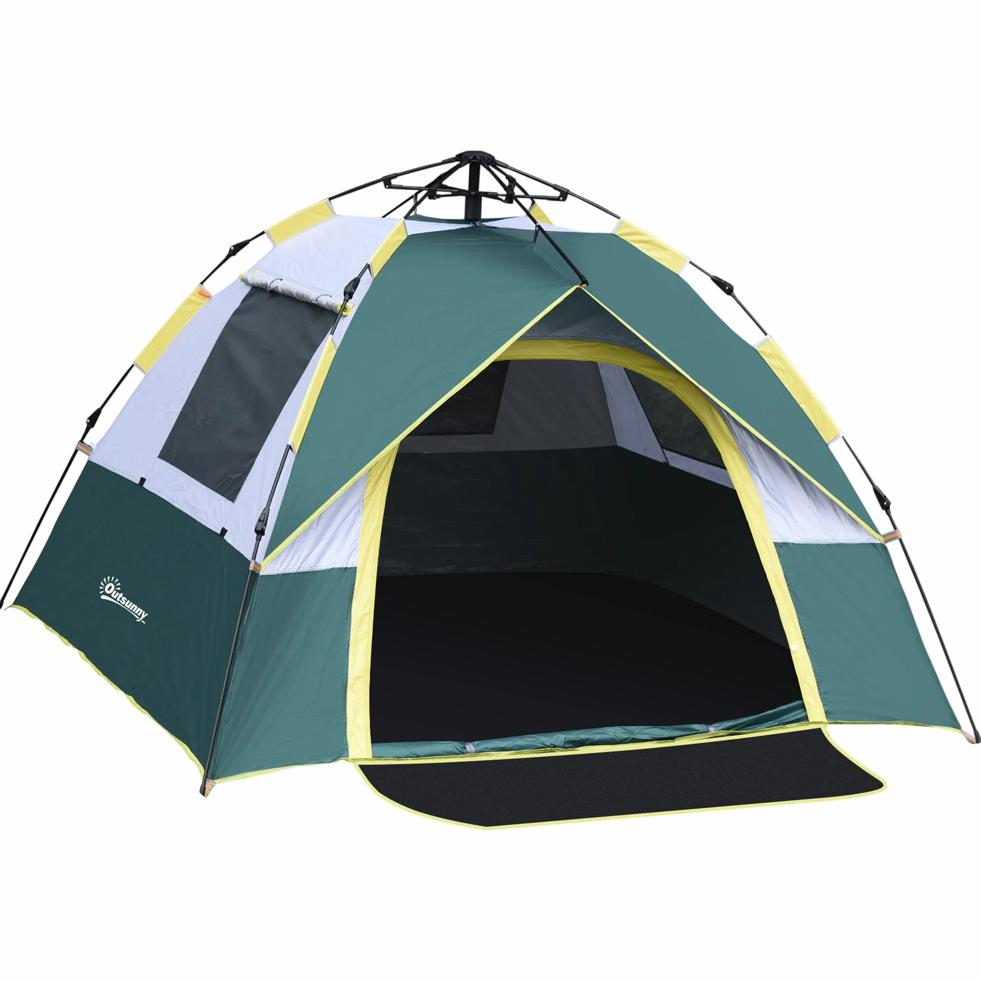 Outsunny Tienda de Campaña Pop-up 3 Personas Impermeable 1000 mm Plegable 205x195x135 cm Verde