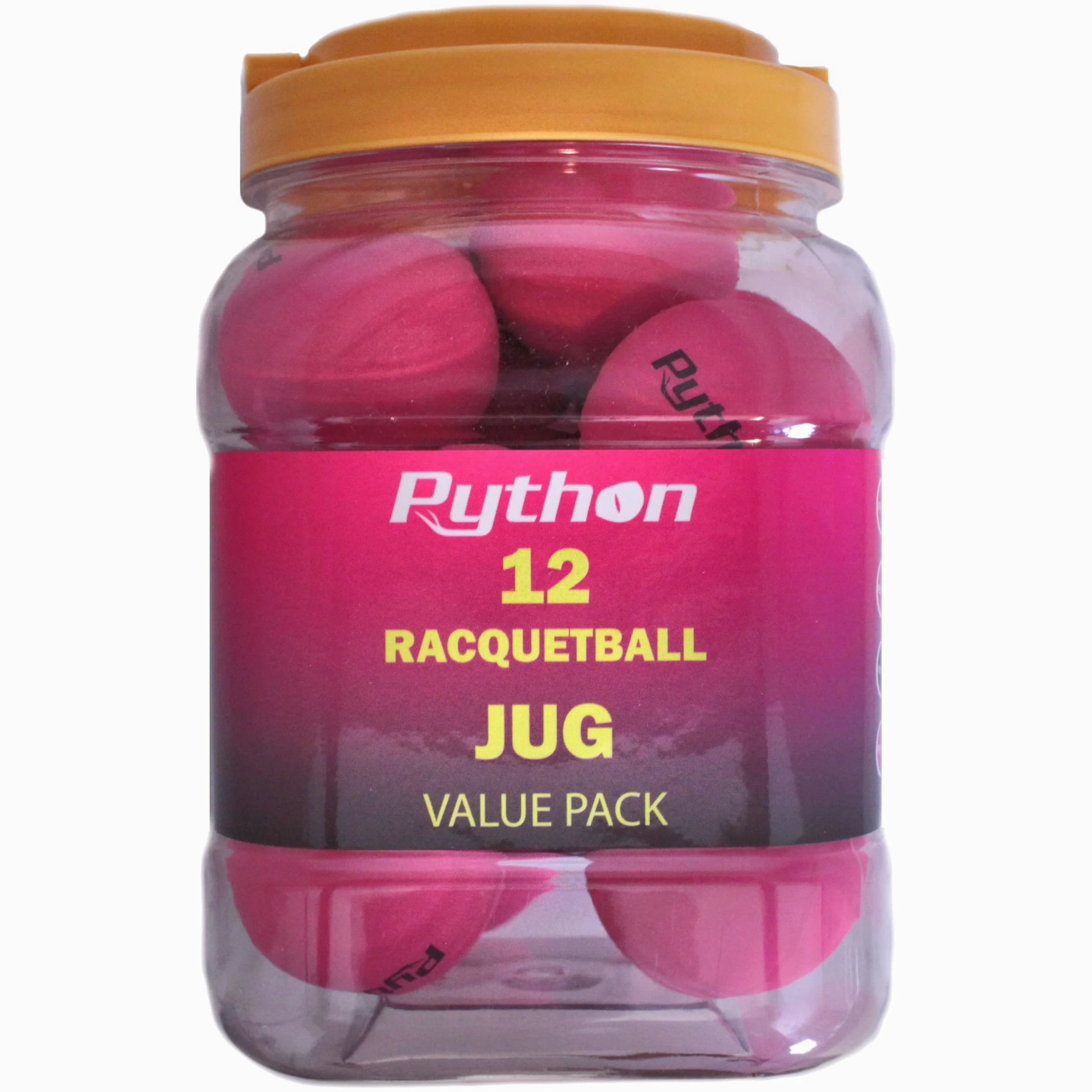 Python (rosa) - Pelotas de raqueta (súper rápidas con visibilidad óptima) (paquete económico - 12 jarras de bolas)