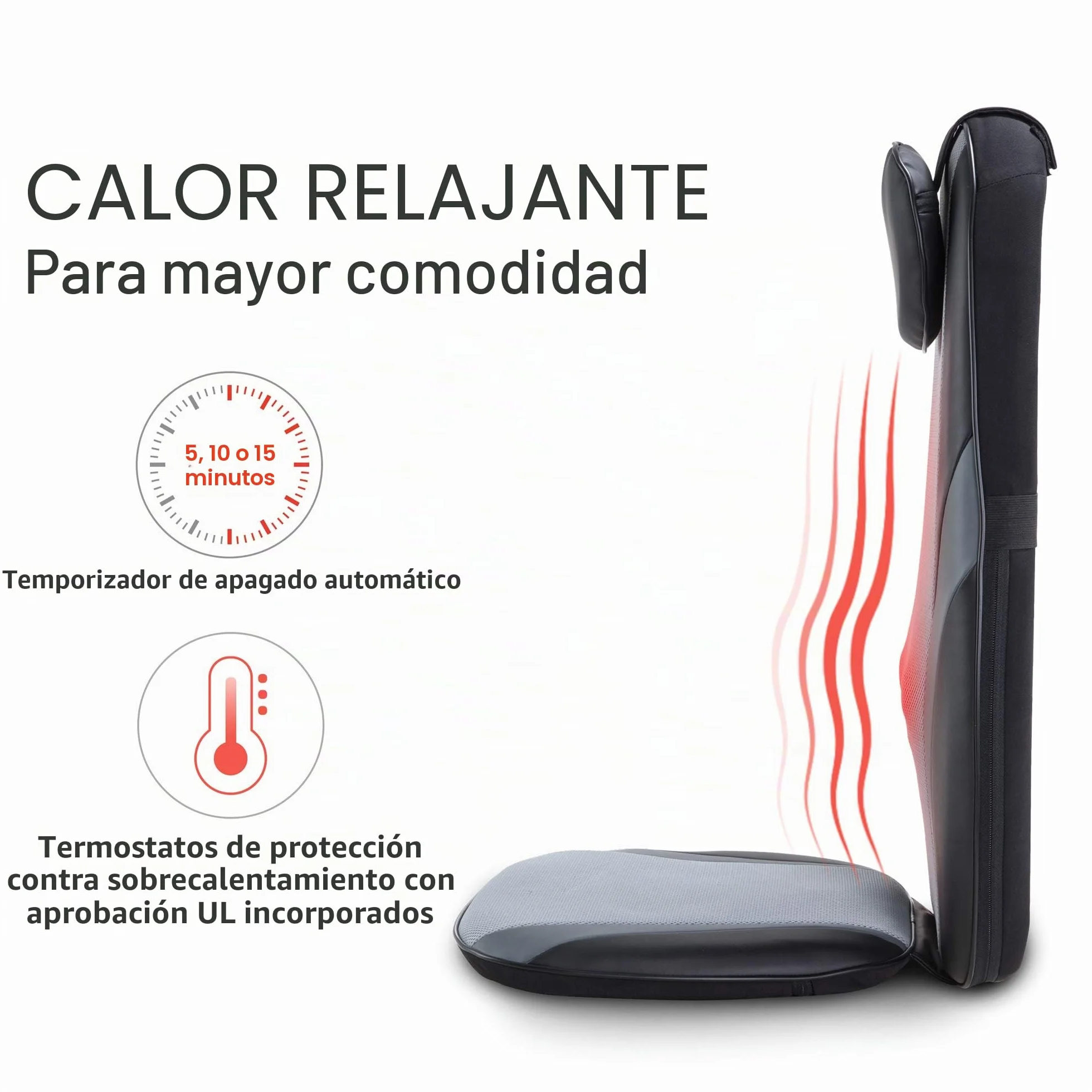 Snailax Masajeador Shiatsu con Calefacción, Cojín de Masaje de Gel para Silla de Oficina