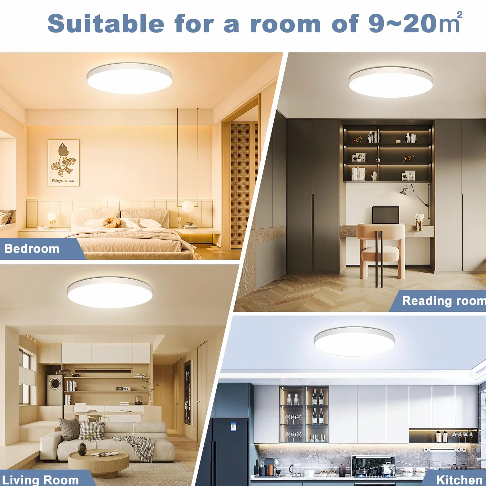 OUILA Plafon LED Regulable 24W 3000K-6500K 2000LM IP44 Lampara con Mando a Distancia Ø28cm