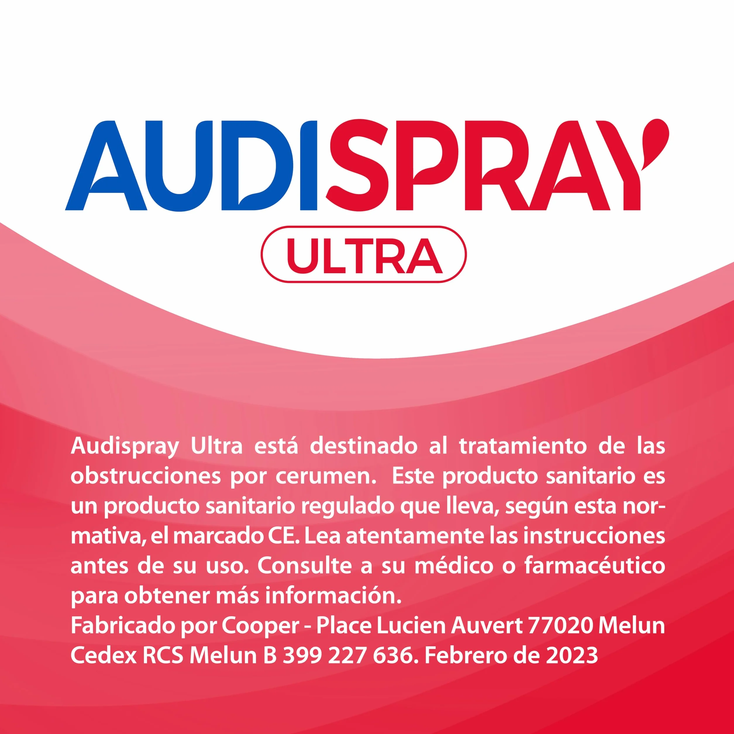 AUDISPRAY Ultra 20 ml para eliminar tapón de cerumen con boquilla patentada