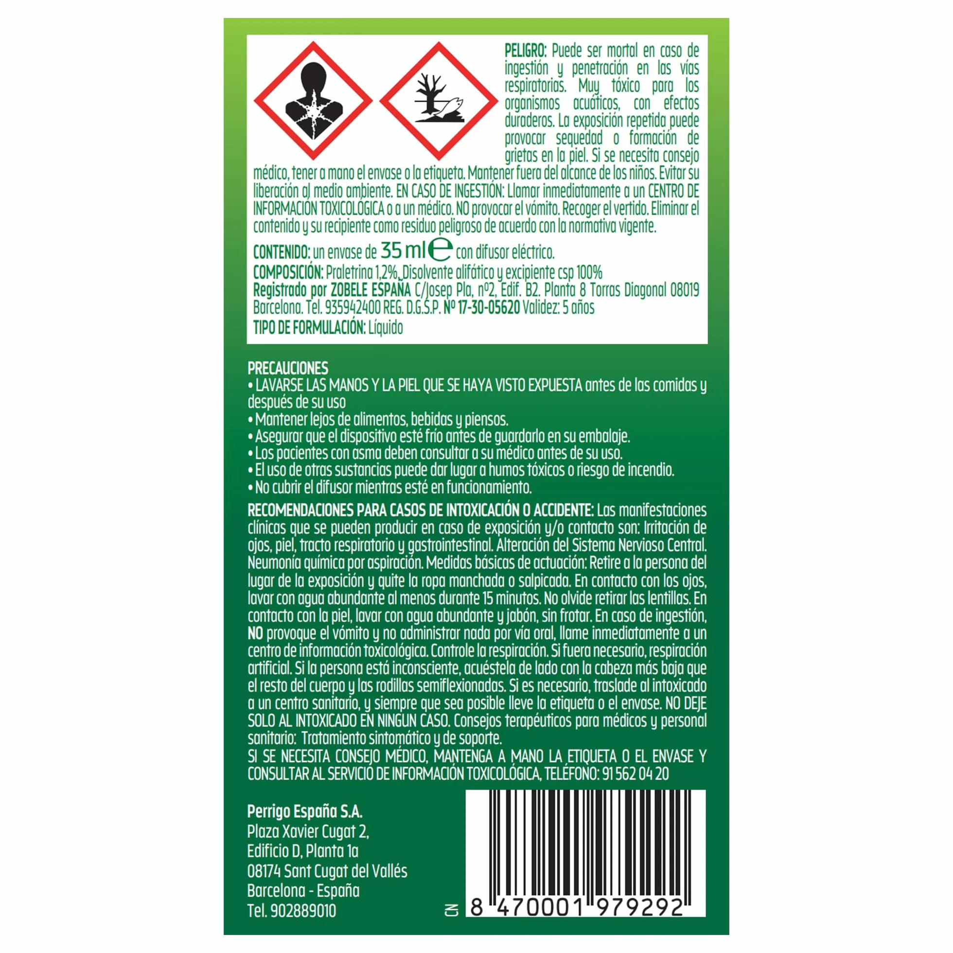 Relec Día y Noche Difusor Eléctrico Antimosquitos 35 ml Repelente Mosquito Tigre