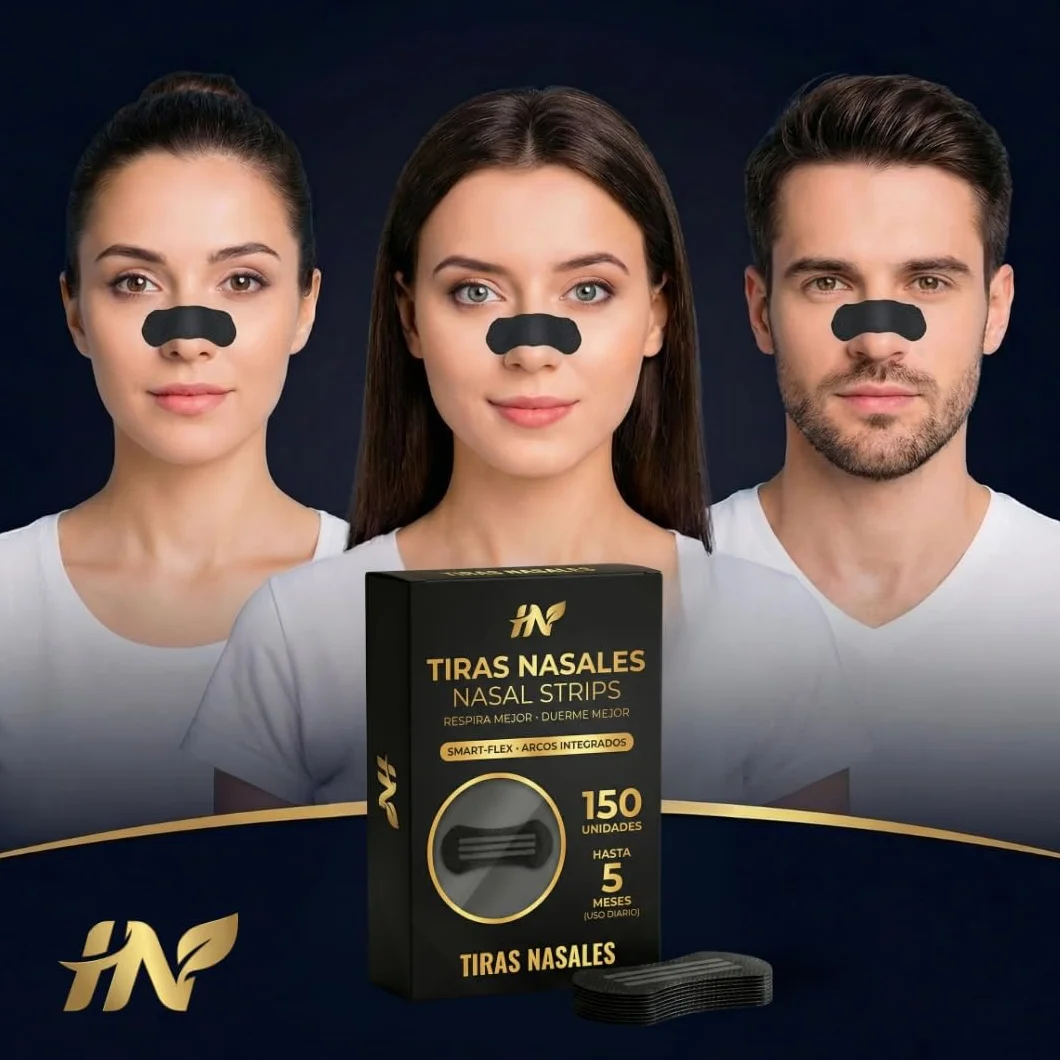 HN PACK AHORRO 150 Tiras Nasales Deportivas - Dilatador Nasal Antironquidos - Alivia Congestión Nasal - Nasal Strips Negras