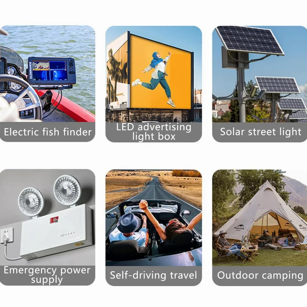 Batería de Litio Recargable de 12 V con Cargador | Batería de litio de 12 V, 20 Ah, 30 Ah, 60 Ah, 80 Ah y 100 Ah, con pantalla LED, doble puerto USB e interruptor de encendido.
