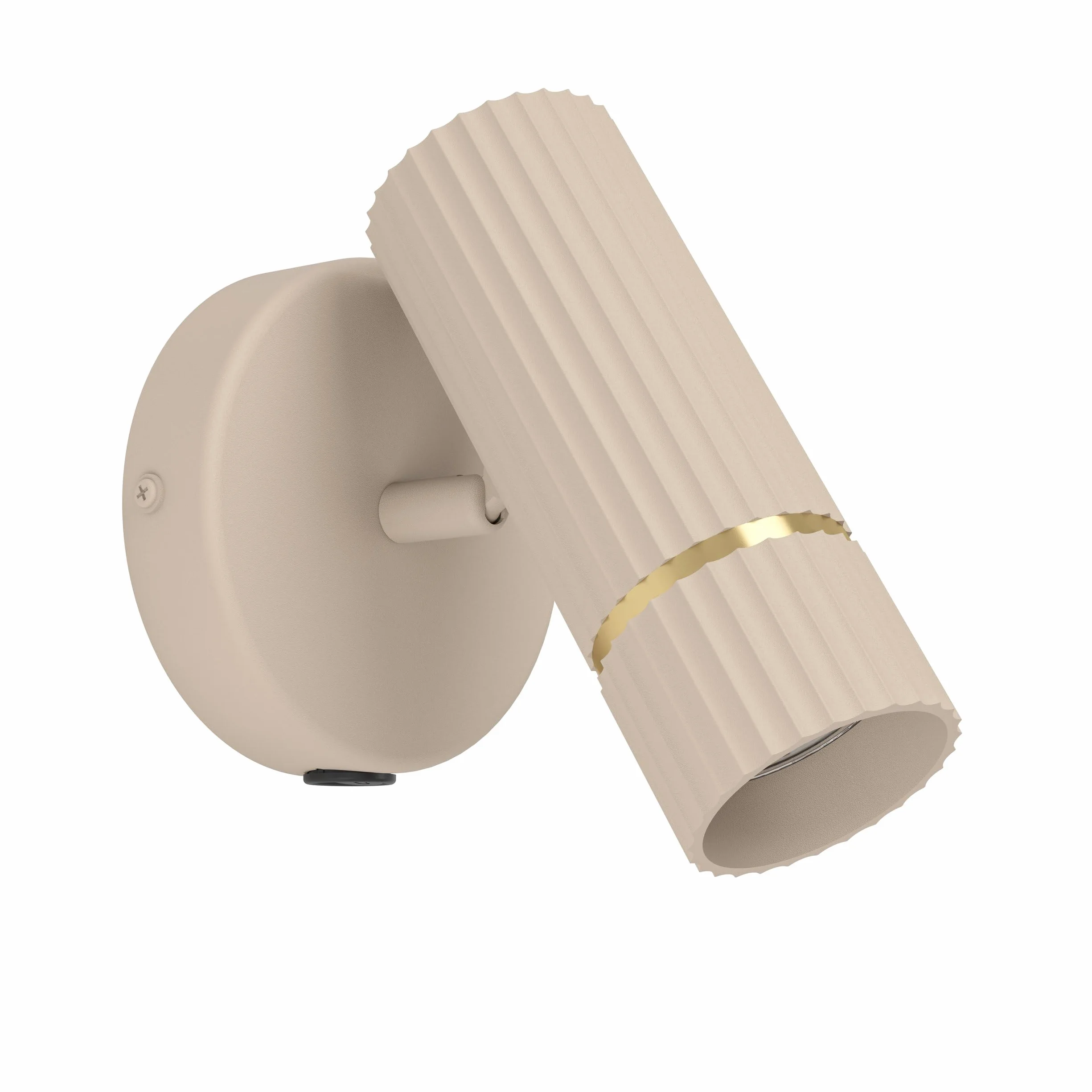 Eglo Caminia Lámpara de pared con foco orientable, interruptor y bombilla GU10, blanco cálido, metal beis y dorado