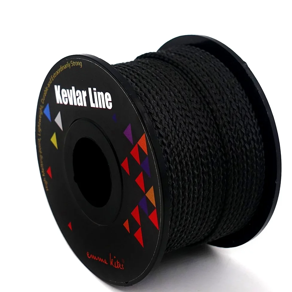 Emma kites, Cordón trenzado de Kevlar 100 % de 61 m y 91 kg de alta resistencia, resistente a la abrasión, cuerda táctica de supervivencia y asistencia de pesca, Negro