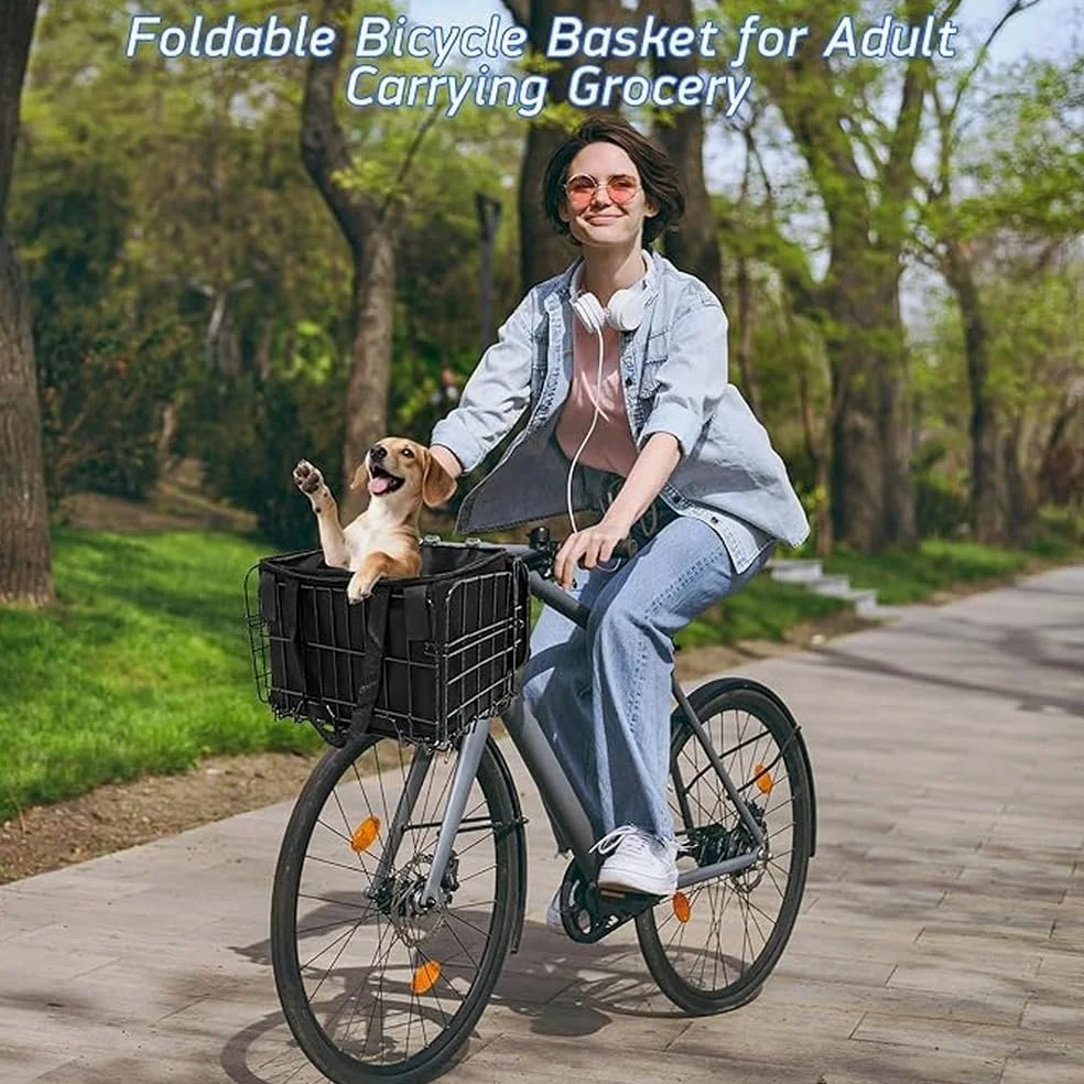 Cesta plegable para bicicleta con robusta capacidad de carga de seguridad mejorada de 15 kg adecuada para patinete eléctrico y bicicleta Accesorios