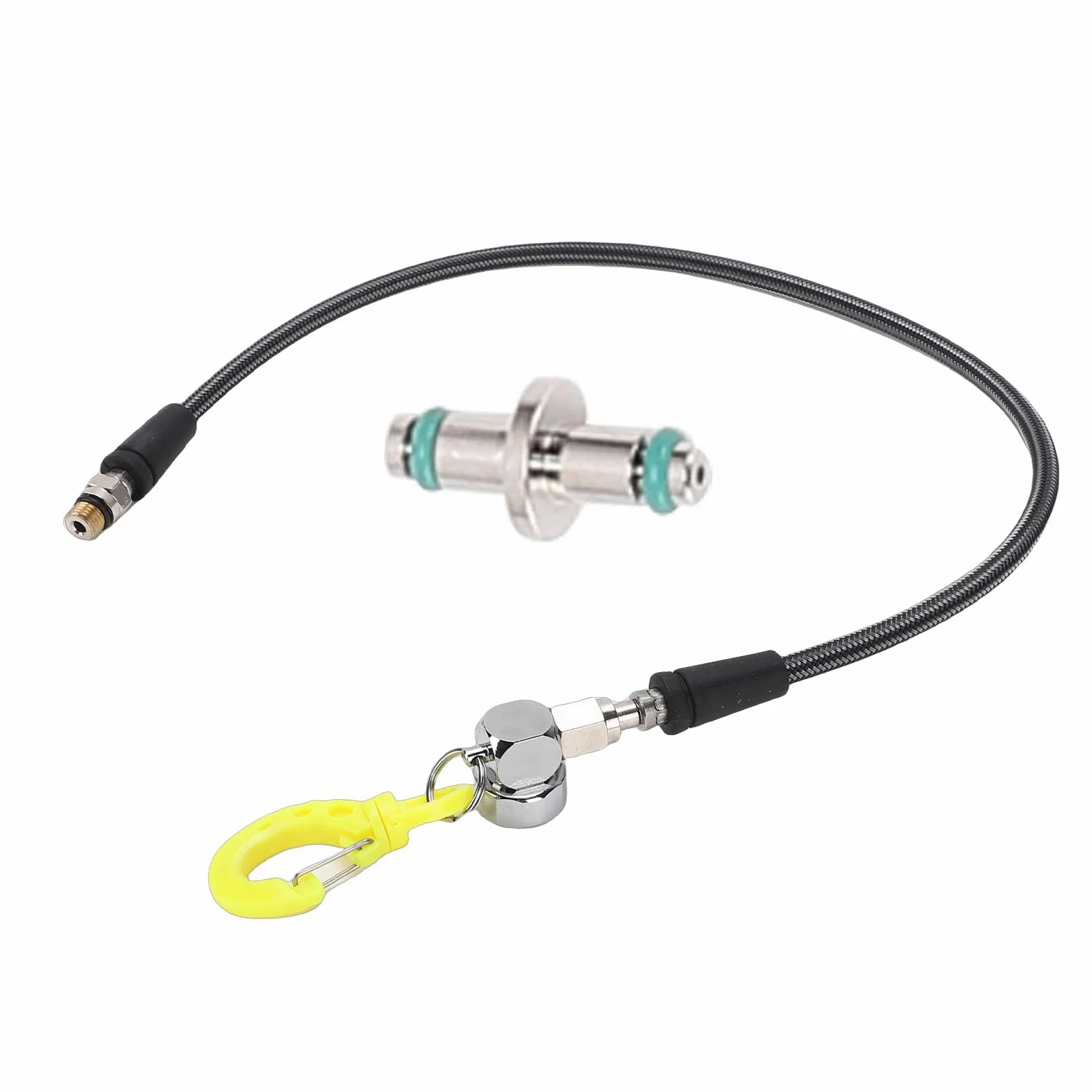 Medidor de Presión de Aire Sumergible con Manguera |Esfera Luminosa, Chaqueta de Fibra de Carbono, Gancho BCD para Equipo de Buceo (65CM)