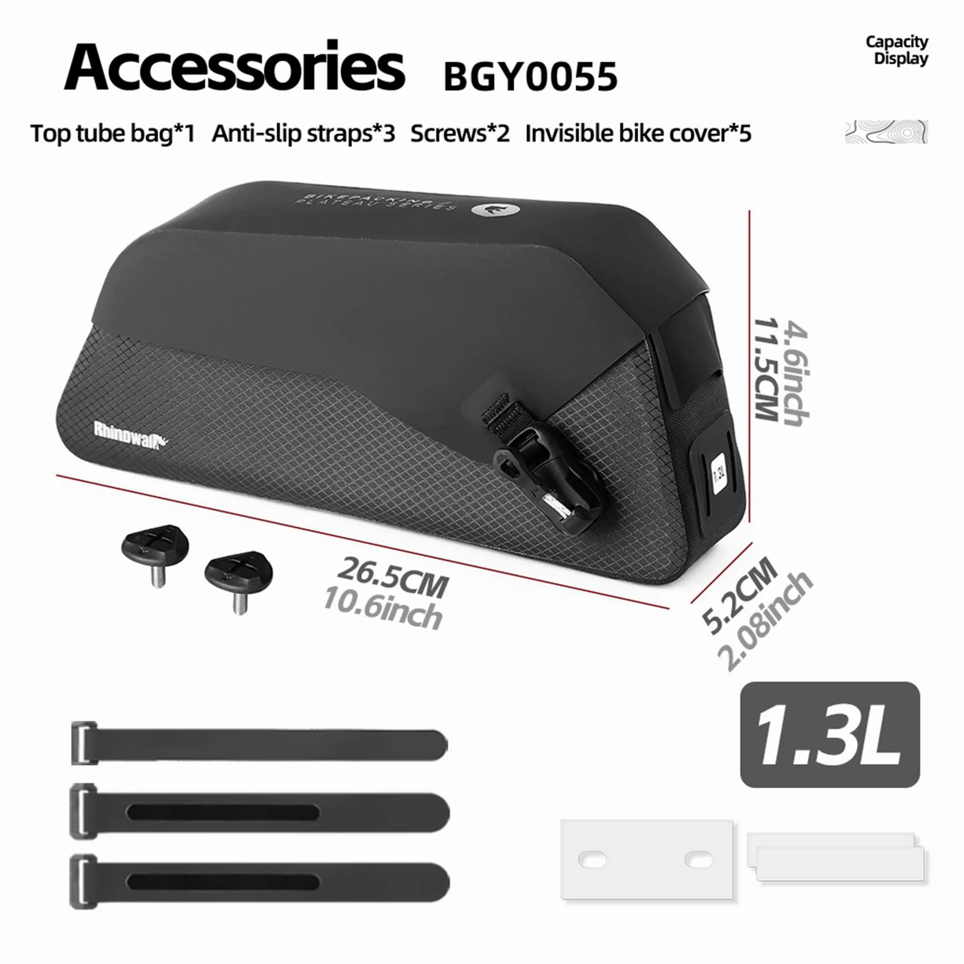 Rhinowalk Bolsa de tubo superior para bicicleta de 1,5 L, bolsa para marco de bicicleta con solapa magnética, totalmente impermeable y estable, bolsa de bicicleta para bicicleta, accesorios de