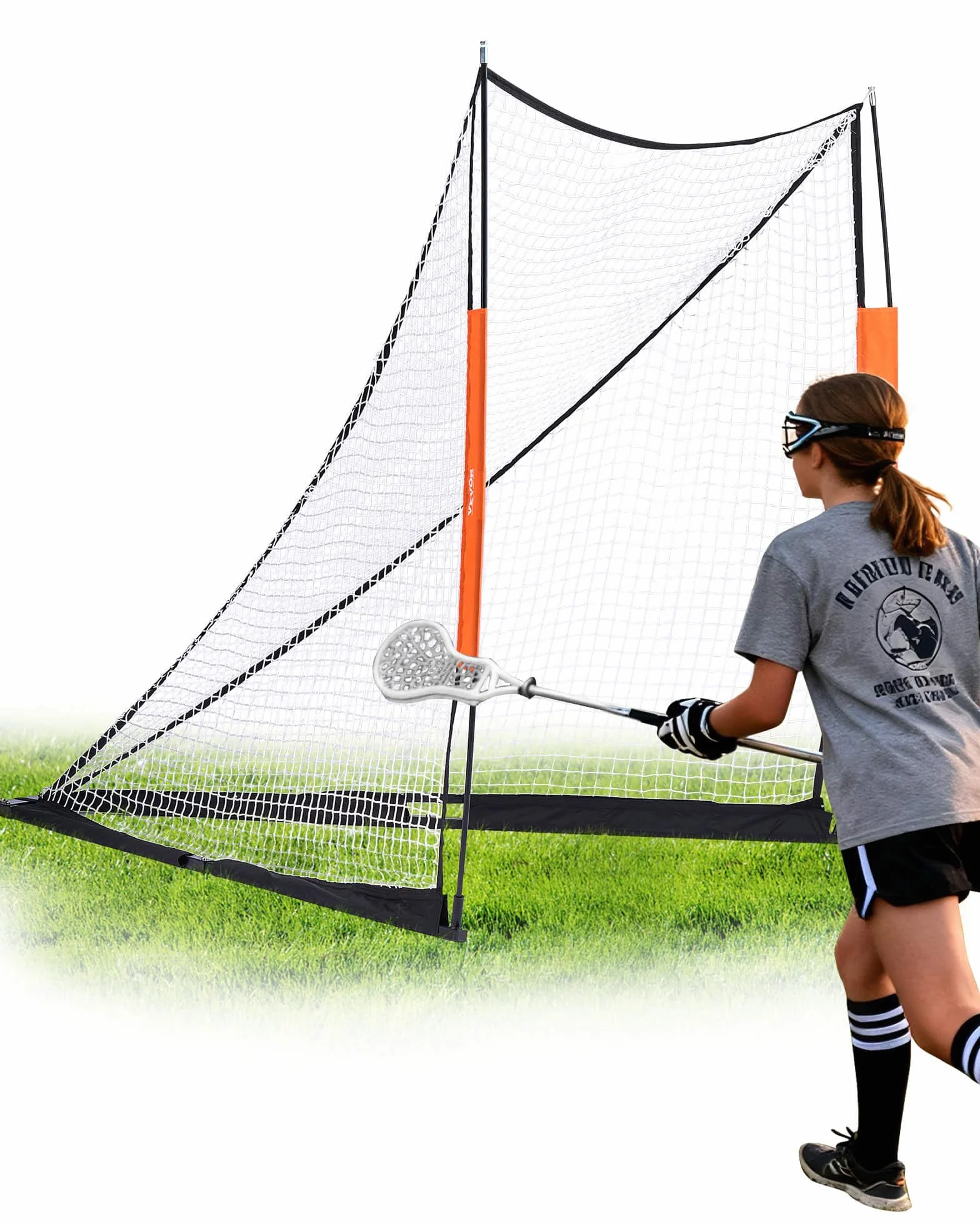VEVOR Portería de lacrosse, red de lacrosse, portería de lacrosse portátil con bolsa de transporte, red de lacrosse de hockey con cobertura extendida, juego completo de accesorios de entrenamiento