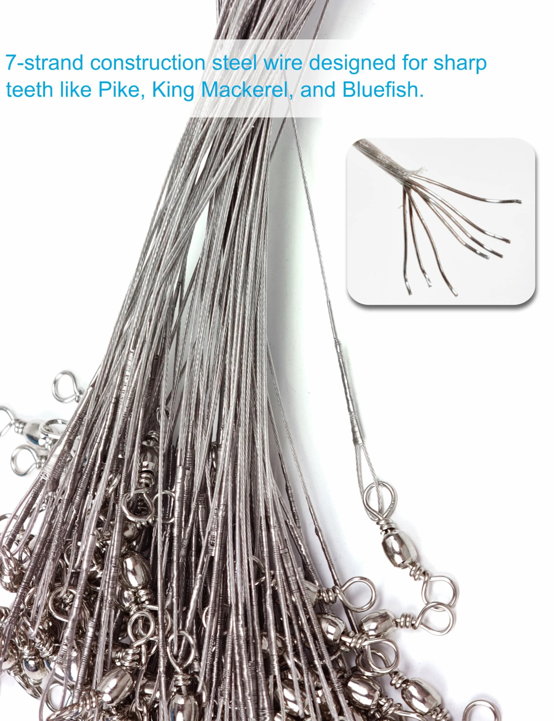 100 anzuelos de pesca de pulpo rojo con líderes de alambre de acero, anzuelo de pesca circular preatado para peces dentados, aparejos de acero de alto carbono para bagre, trucha, lucio