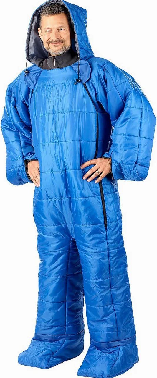 Semptec Saco de Dormir para Adultos con Brazos y piernas, Talla L, 195 cm, Azul