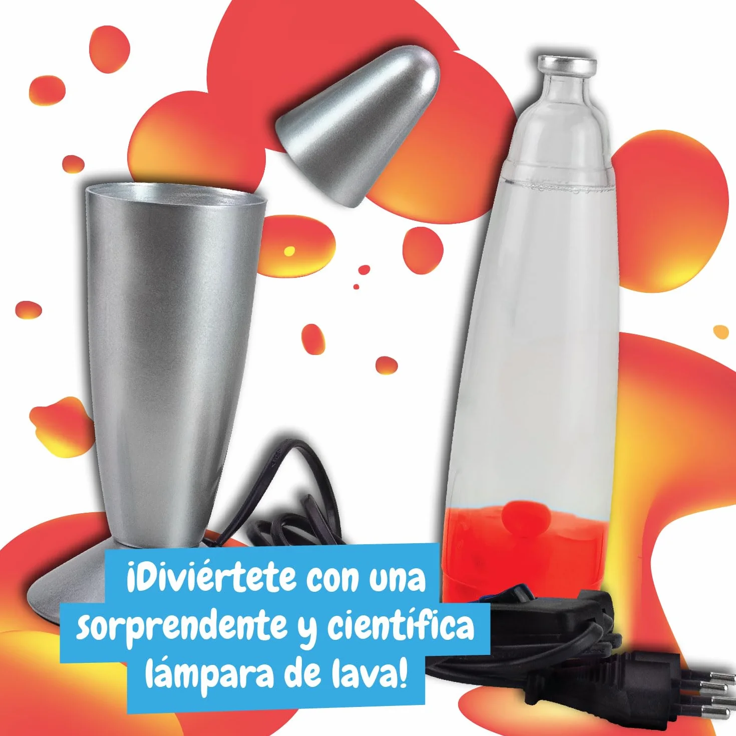 Science4you Lámpara de Lava Infantil Roja - Juguete Científico STEM con Luz de Noche para Niños 8-14+ Años