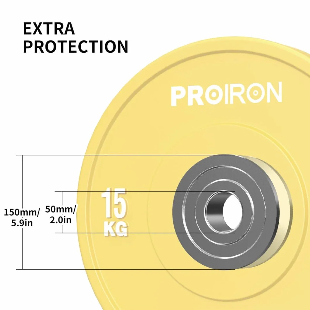 PROIRON Discos de Pesas de Goma, 50mm de Diámetro, Olímpico Discos de 5-25KG, Material de Caucho Endurecido, Resistente a los Golpes, Abertura de 51 mm con Anillo Interior de Acero, 1/2 Pcs