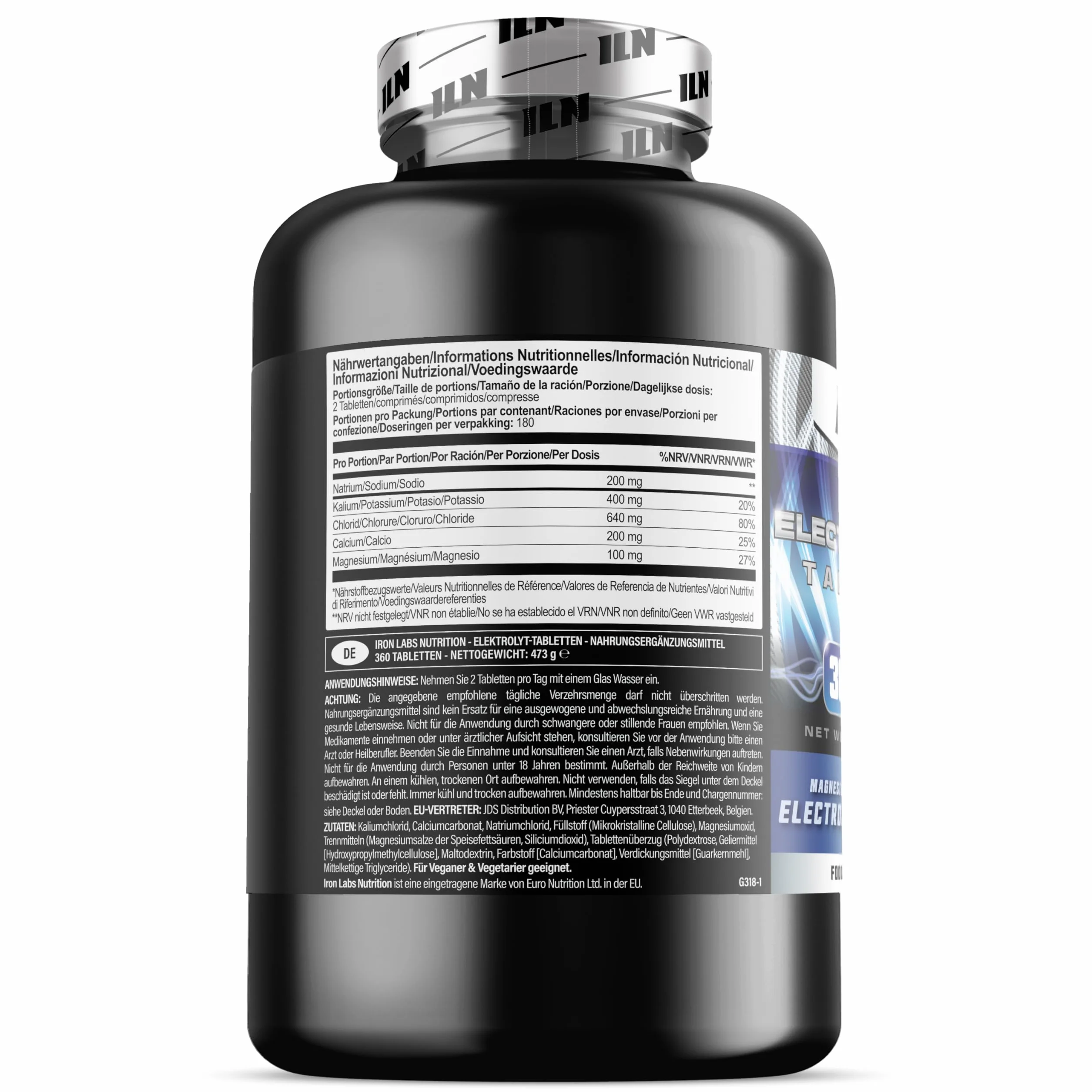 Electrolitos sin azucar 360 comprimidos Complejo 1500 mg Vegano apto keto
