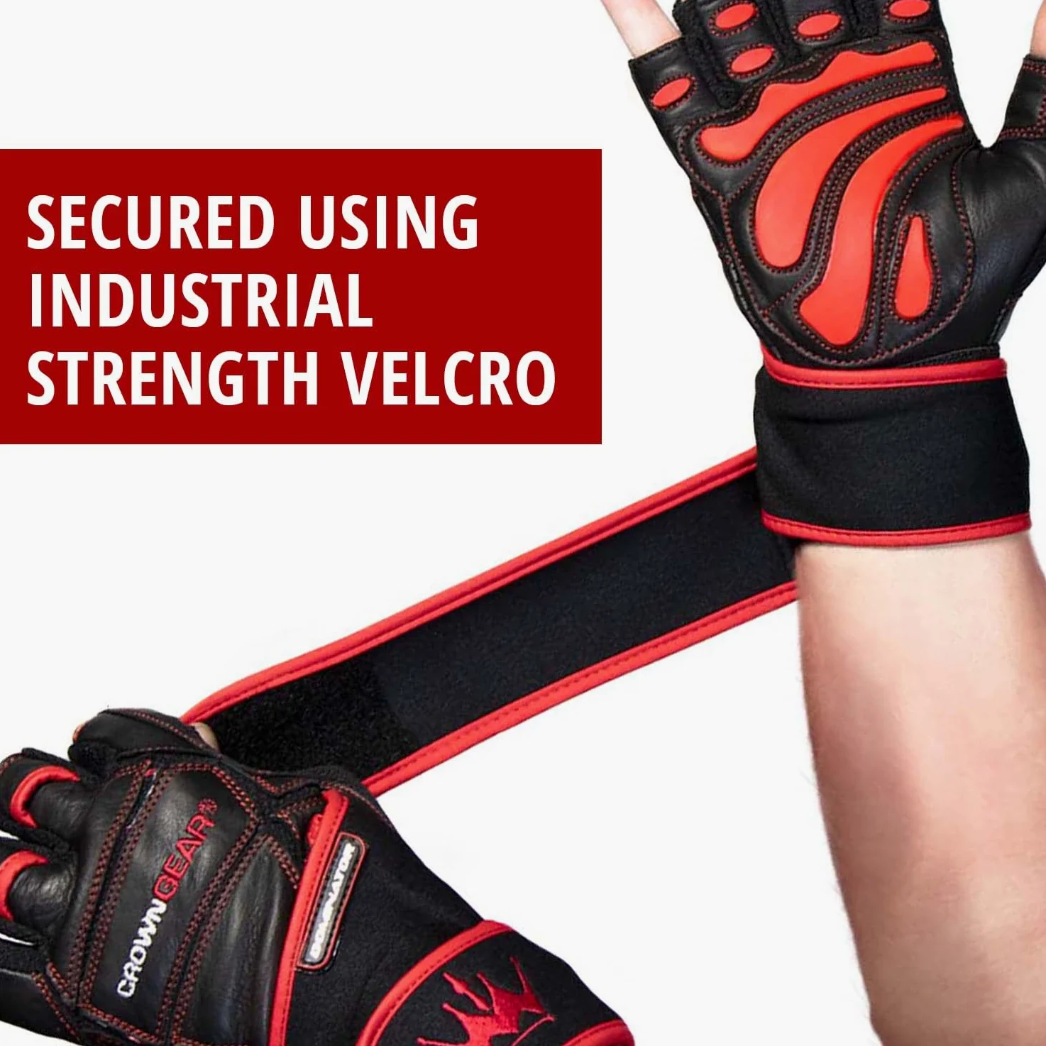 Guantes de pesas para gimnasio Fitness Crossfit Bodybuilding – Guantes de entrenamiento para hombre y mujer – Dominator piel guantes de entrenamiento de Crossfit Cruz W. correa de muñeca Wrap – mejor levantamiento de pesas guantes con muñequera para traba