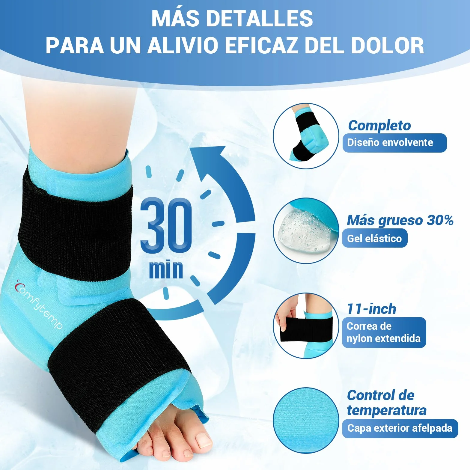 Comfytemp Bolsa de Hielo para Tobillo y Pie, Terapia de Frío y Calor para Alivio del Dolor, 1 Unidad