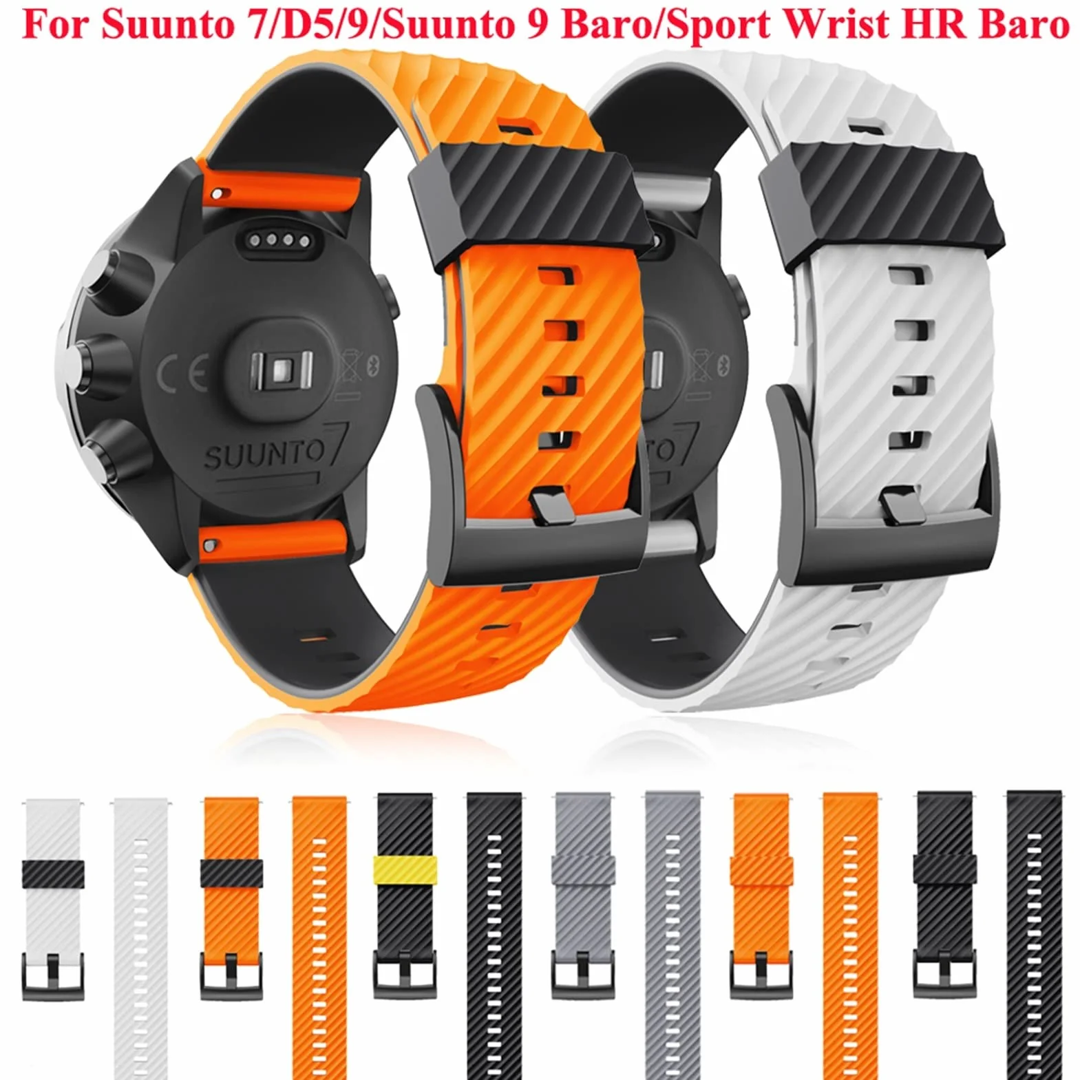Correas de Silicona de 24mm, Correa de Repuesto para Reloj Suunto 7 D5, Pulsera Suunto 9 Spartan Sport HR Baro, Pulsera para Reloj Inteligente