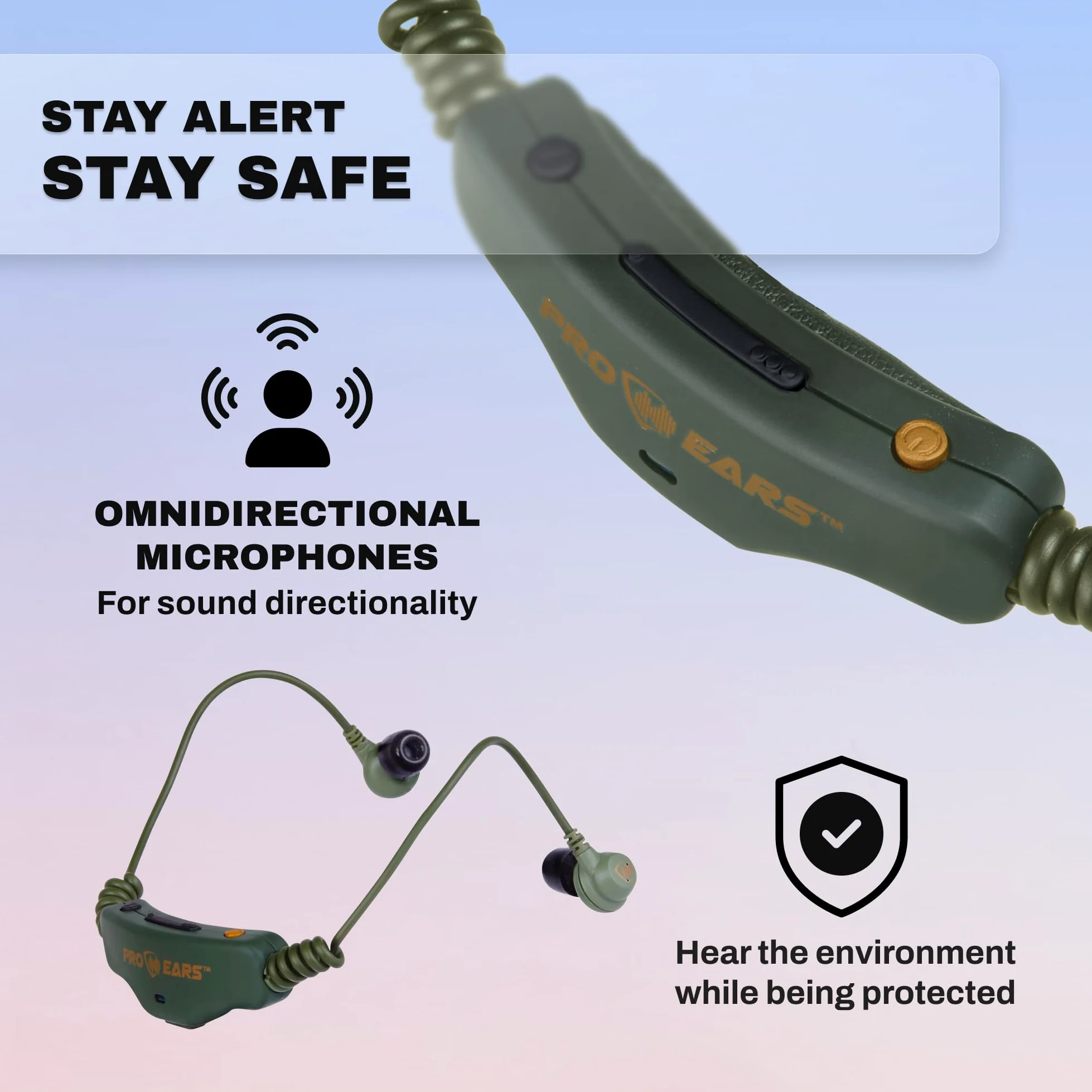 Pro Ears Serie Stealth, Amplificación electrónica de ruido, protección auditiva, caza, disparo, tecnología de compresión de sonido (Stealth 28 HT, verde)