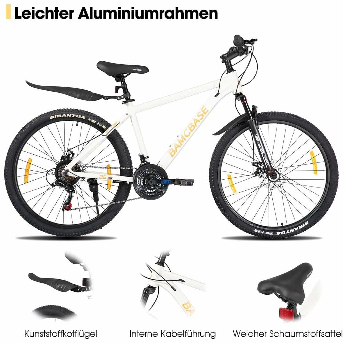 Hiland 26 - Bicicleta de montaña de 27,5 pulgadas, para hombre y mujer, con marco de aluminio, 21 velocidades, con freno de disco, color negro, azul, verde, morado y blanco