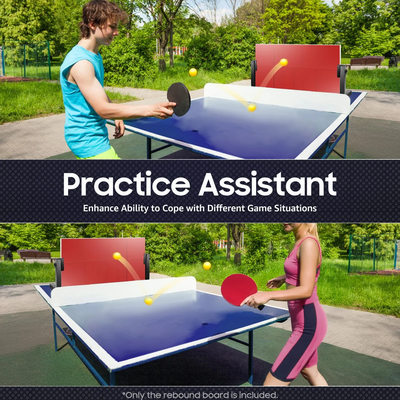 Mesa de ping pong de retorno ajustable 360° plegable 66 x 33 cm para entrenamiento al aire libre