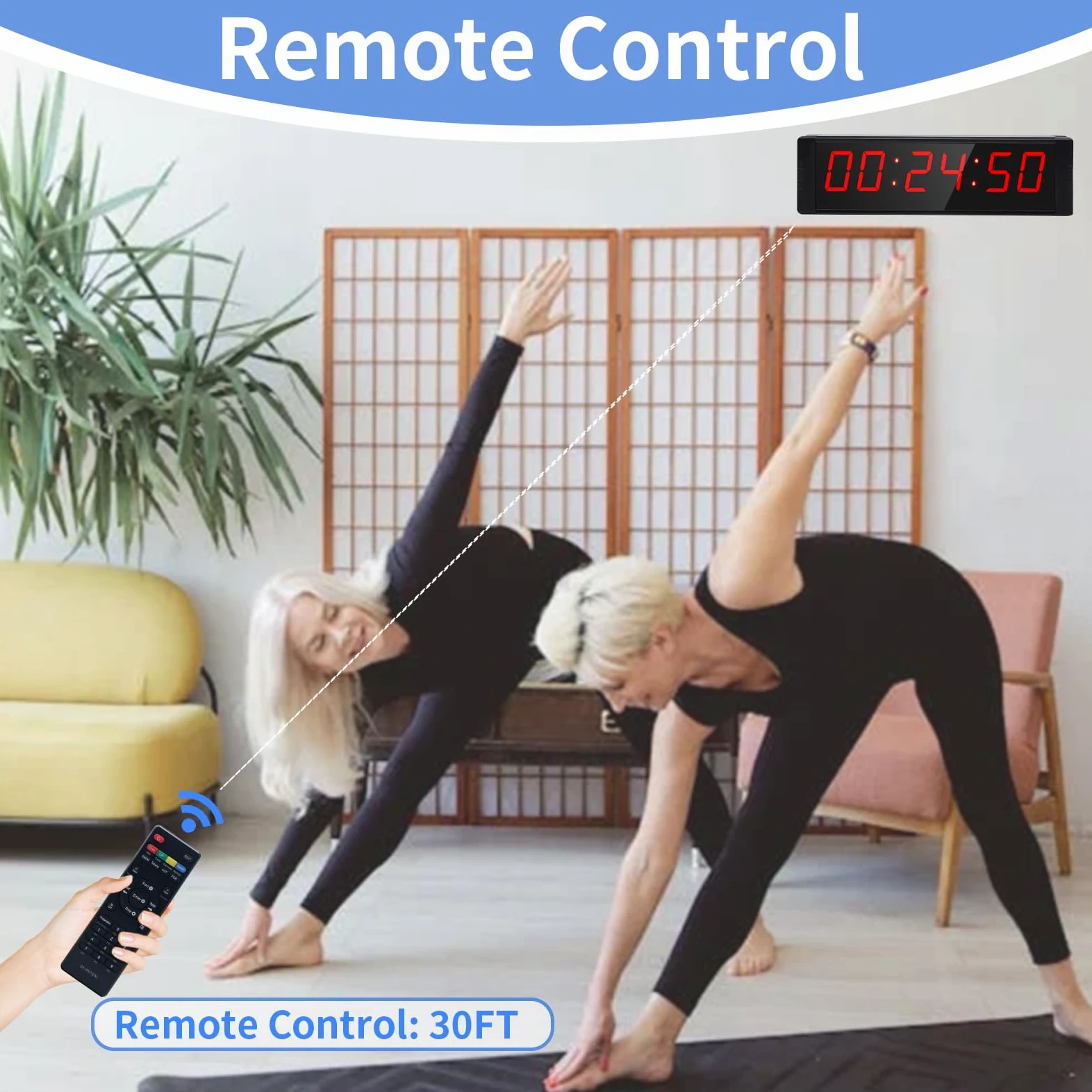 Cronómetro grande con botón de inicio/parada, temporizador digital LED con control remoto, reloj de cuenta regresiva con zumbador, reloj de gimnasio para gimnasio en casa, temporizador de