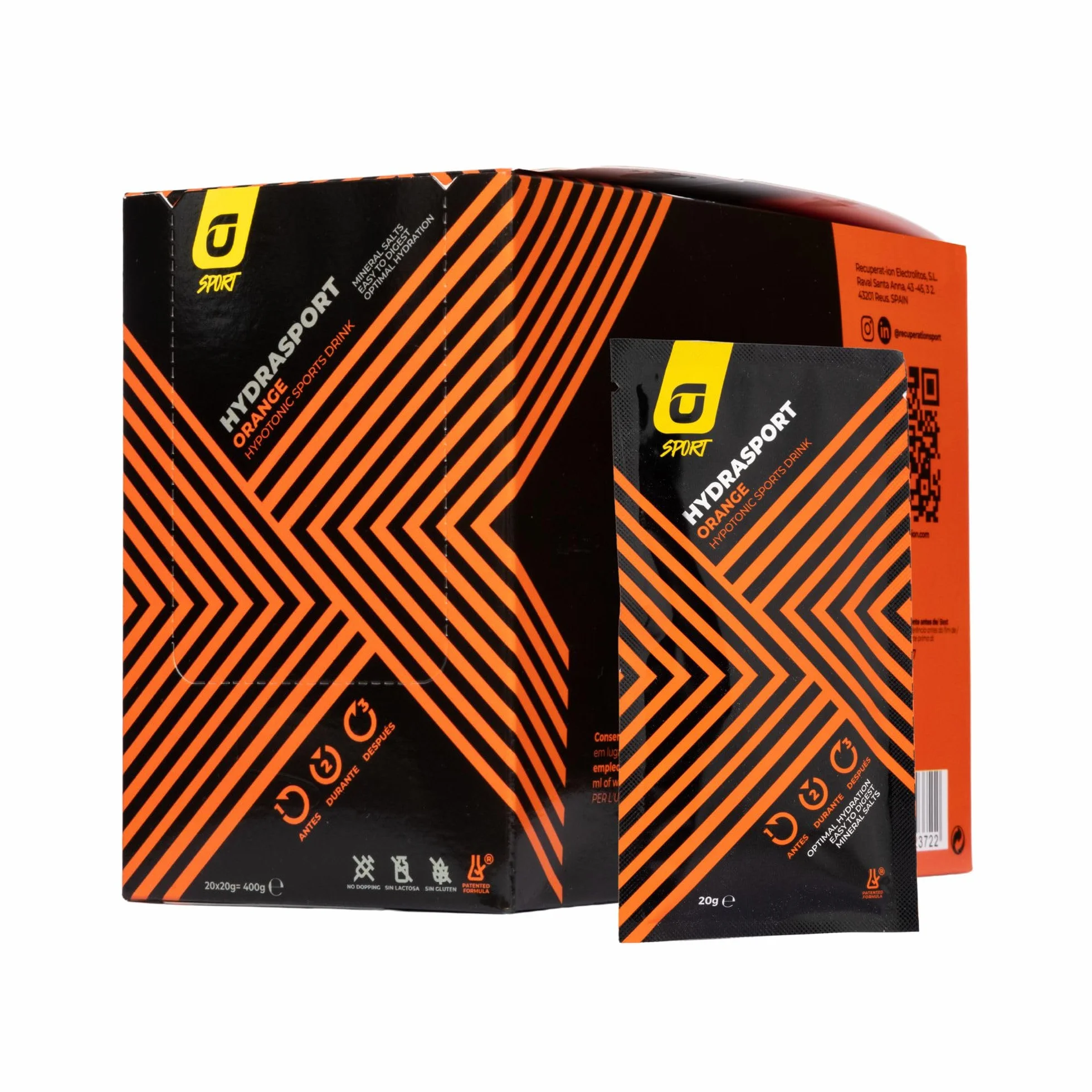RECUPERATION Bebida Hipotónica en Polvo con Electrolitos Sabor Naranja Pack 20 Sobres