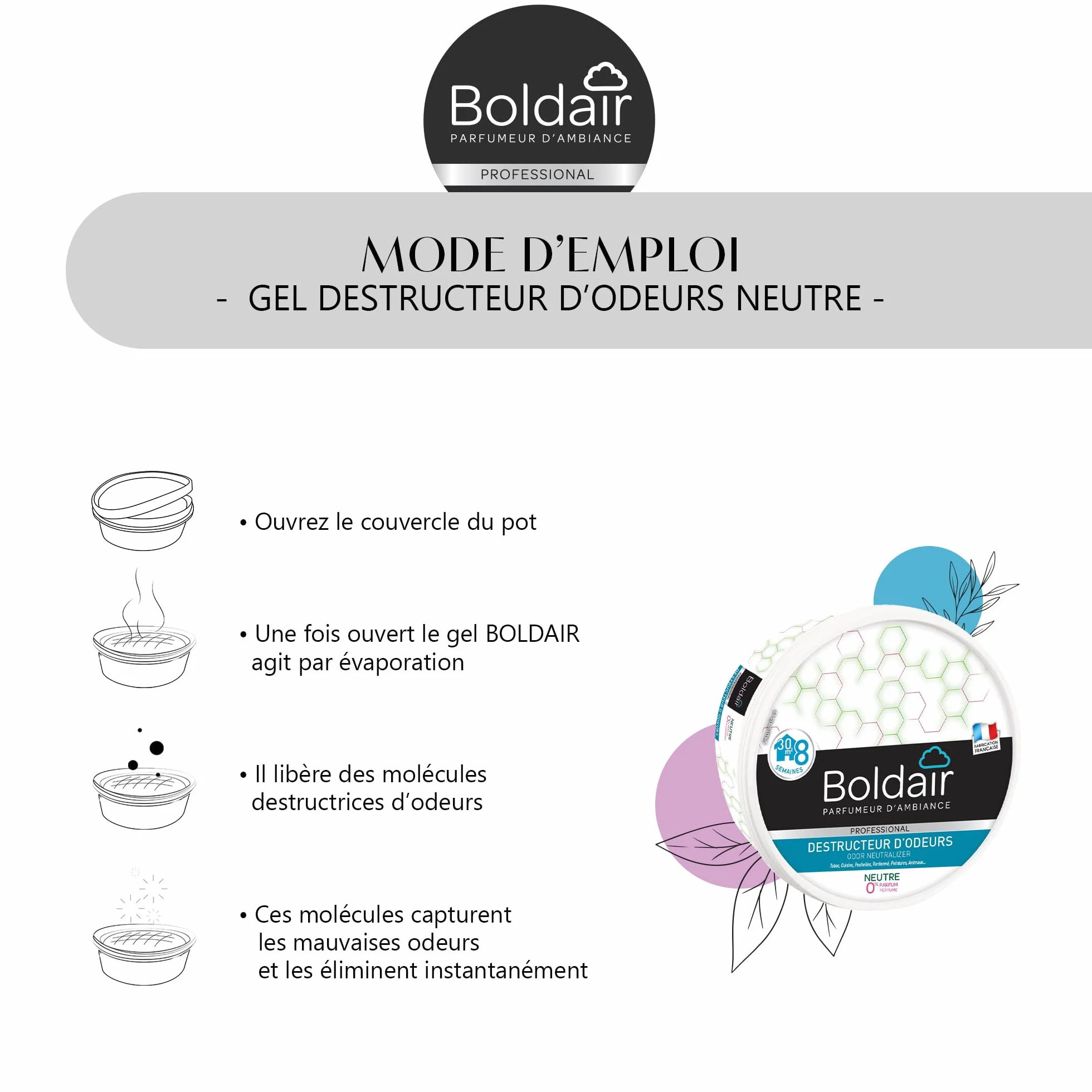 Boldair Gel Destructor de Olores 300 g