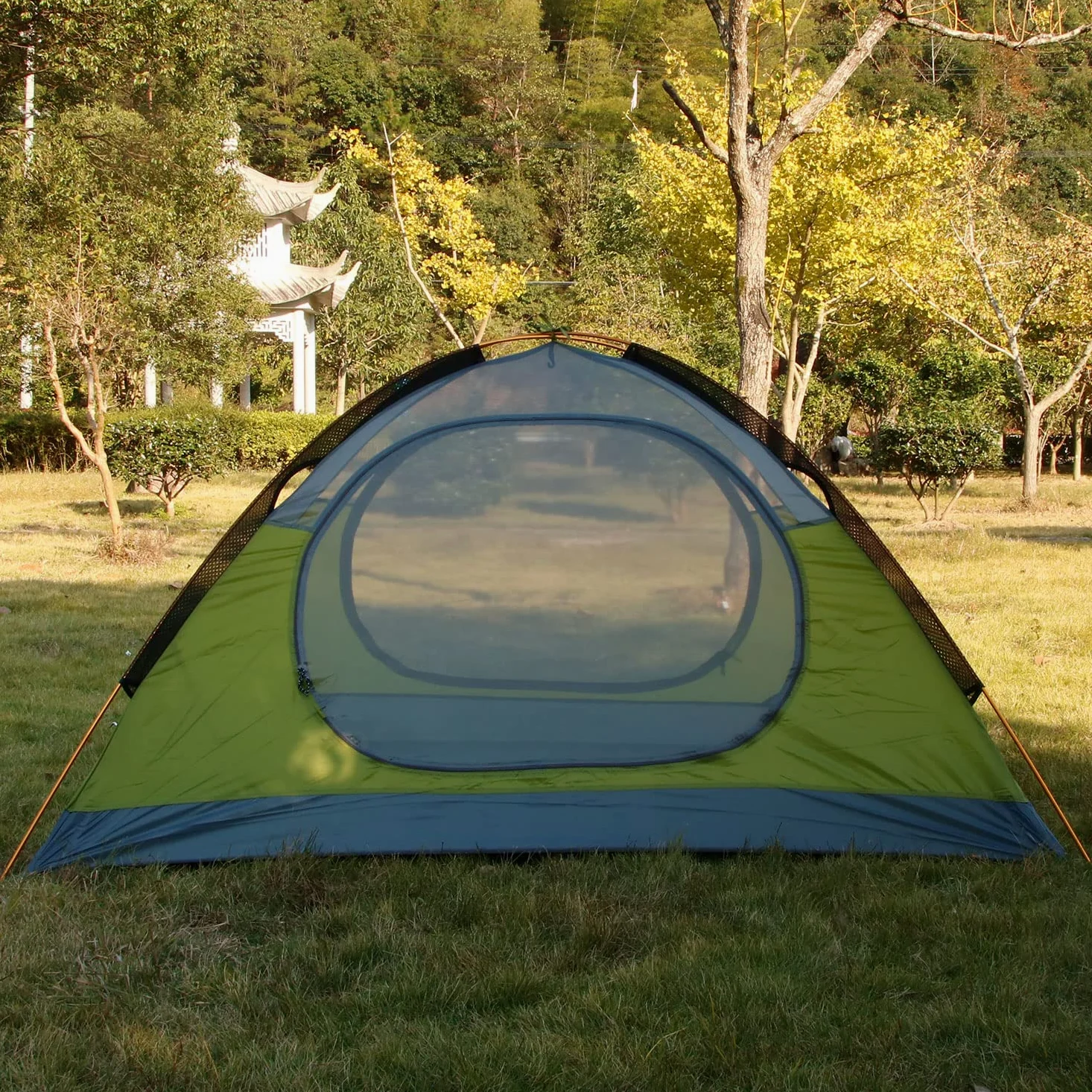 Tienda de Senderismo Ligera a Prueba de Viento para 3-4 Estaciones 2 3 Personas Tienda Familiar 2 Puertas Doble Capa con Varillas de Aluminio para Camping, Familia, Playa, Caza, Senderismo, Viaje