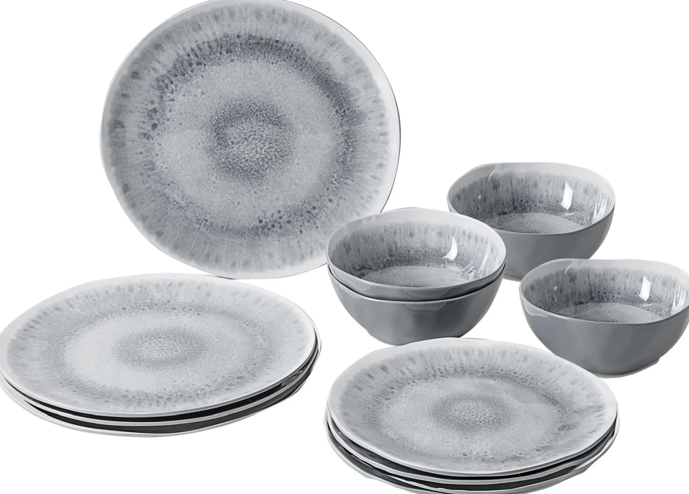 BRUNNER - Vajilla de camping de melamina Pearl - 12 piezas - Antideslizante