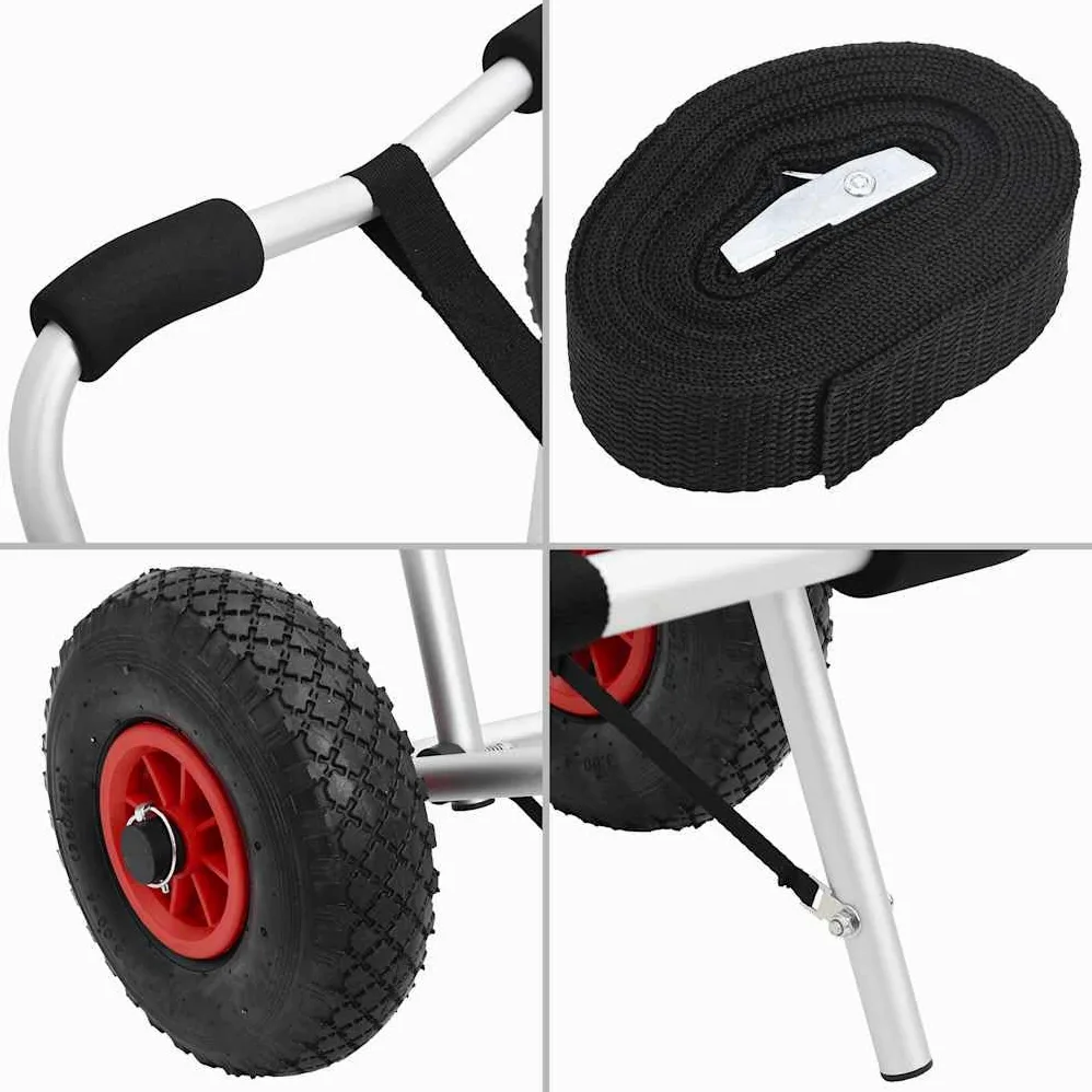 vidaXL 1/2x Carretilla Plegable de Transporte de Kayak Aluminio Carrito Canoa
